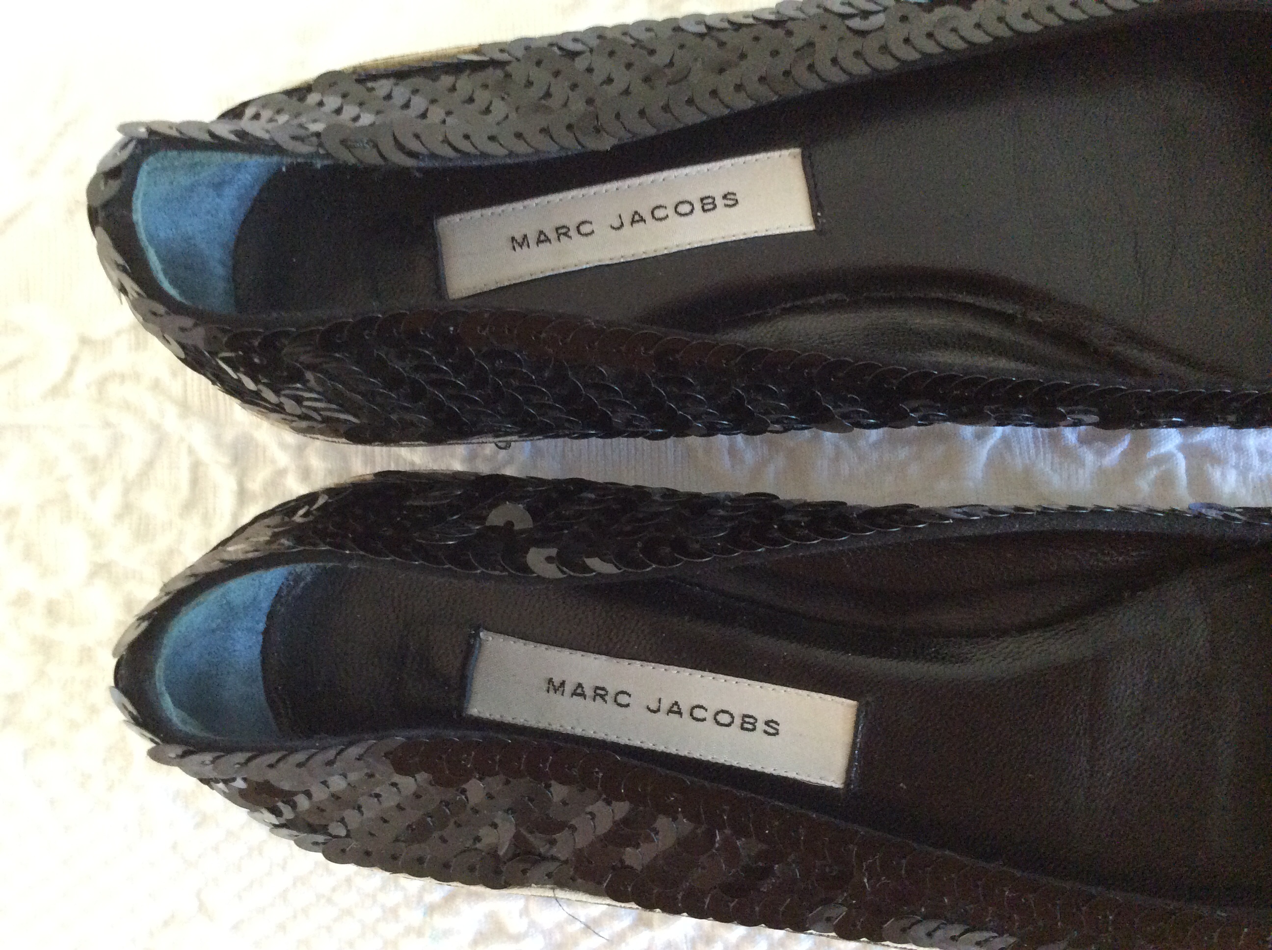 Preowned Marc Jacobs sequined ballet pumps Size 38 Black leather