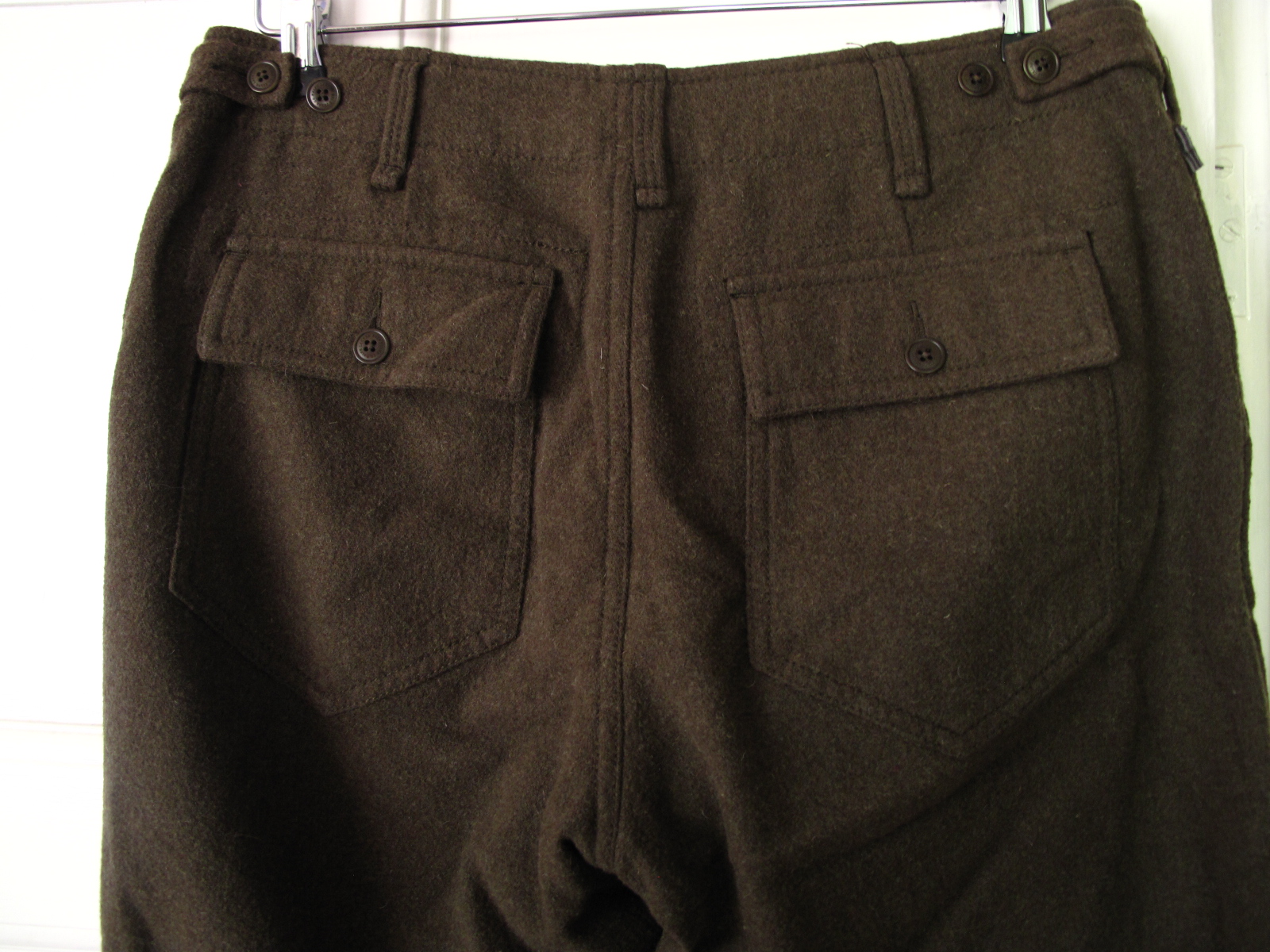 Preowned Ralph Lauren Khaki Wool Trousers W27 UK10 Size S Green