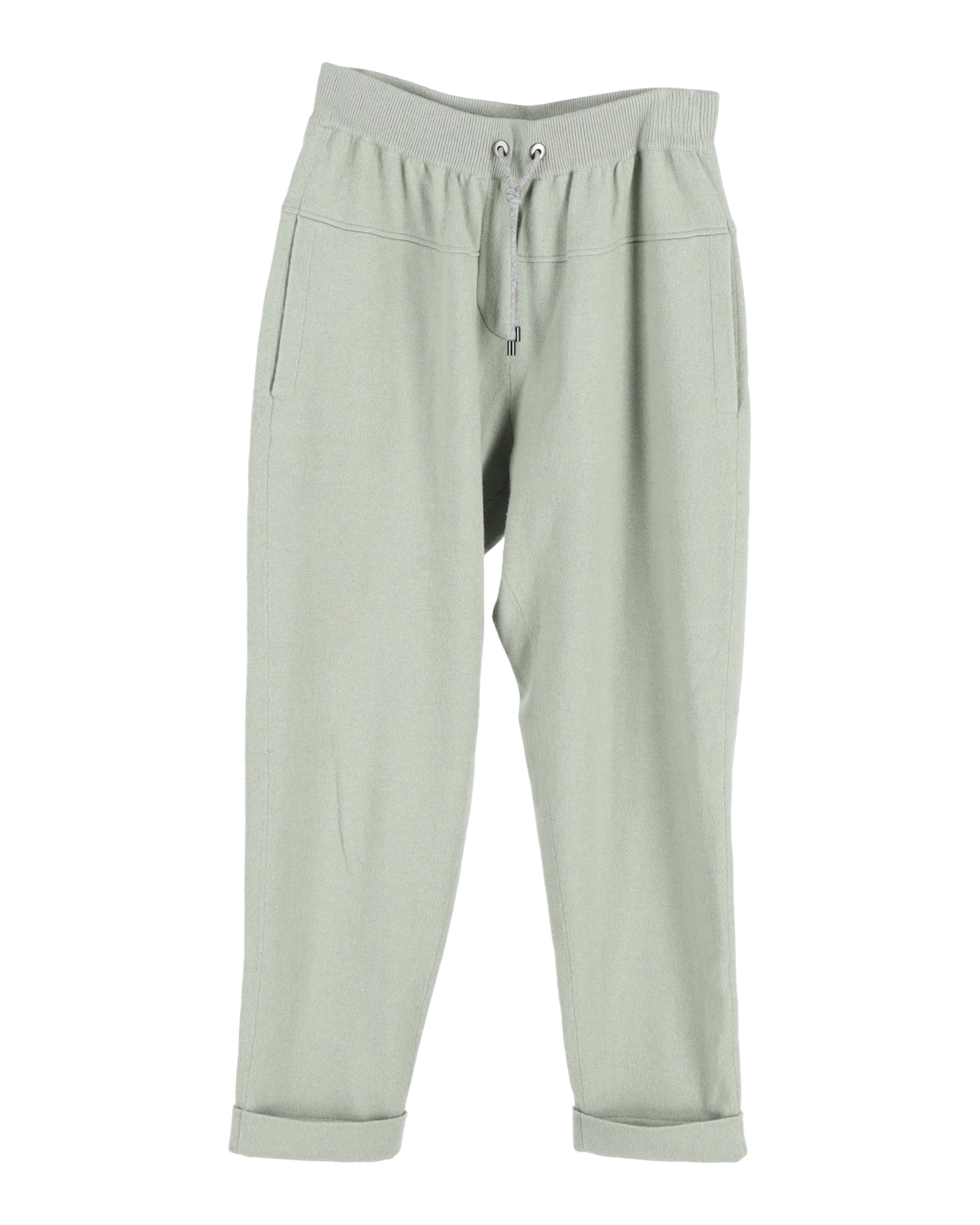 Preowned Brunello Cucinelli Mint Green Drawstring-Waist Cashmere Sweatpants Size S wool/hair/cashmere