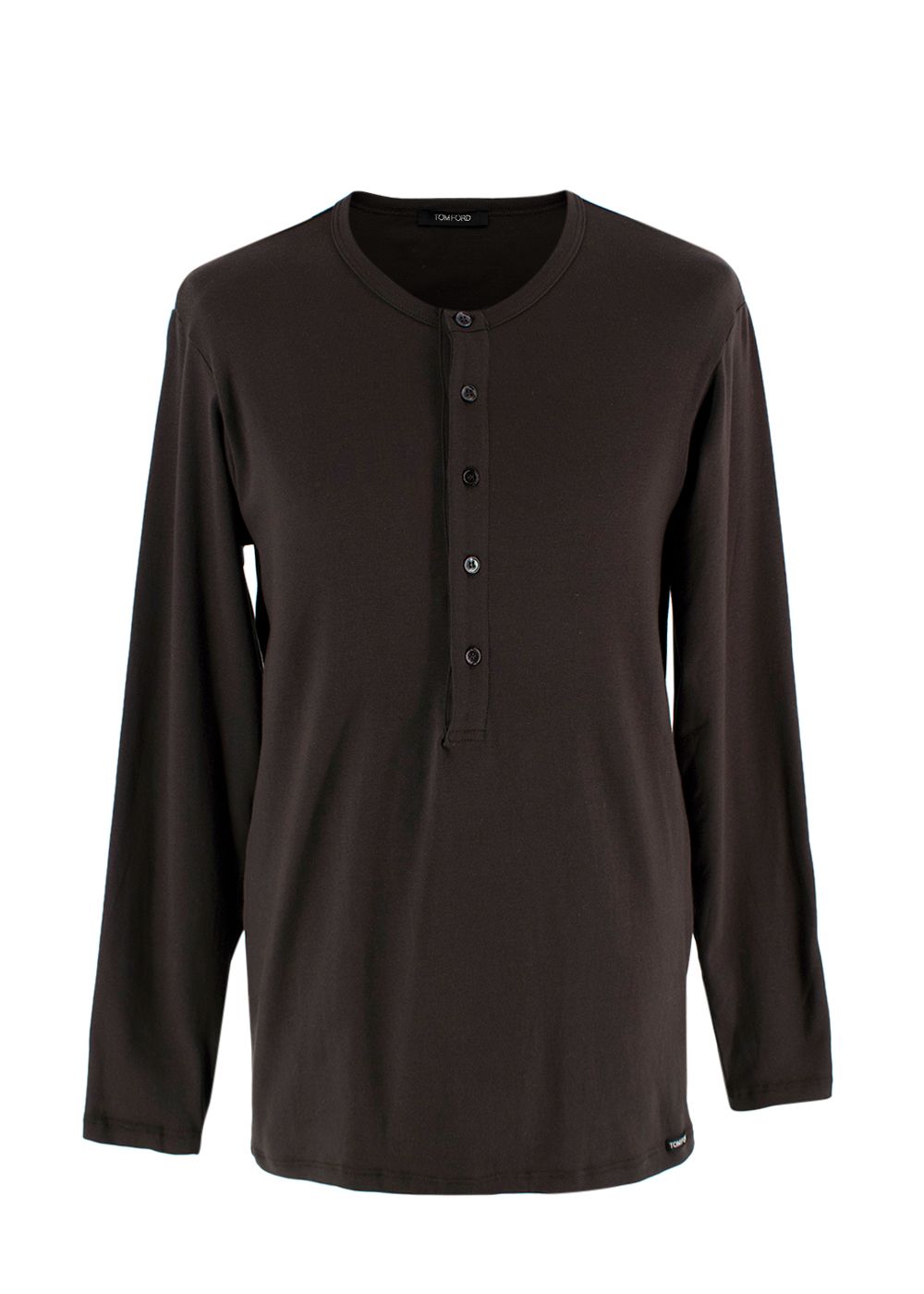 Men's Tom Ford Brown Henley Lounge Top Size L cotton