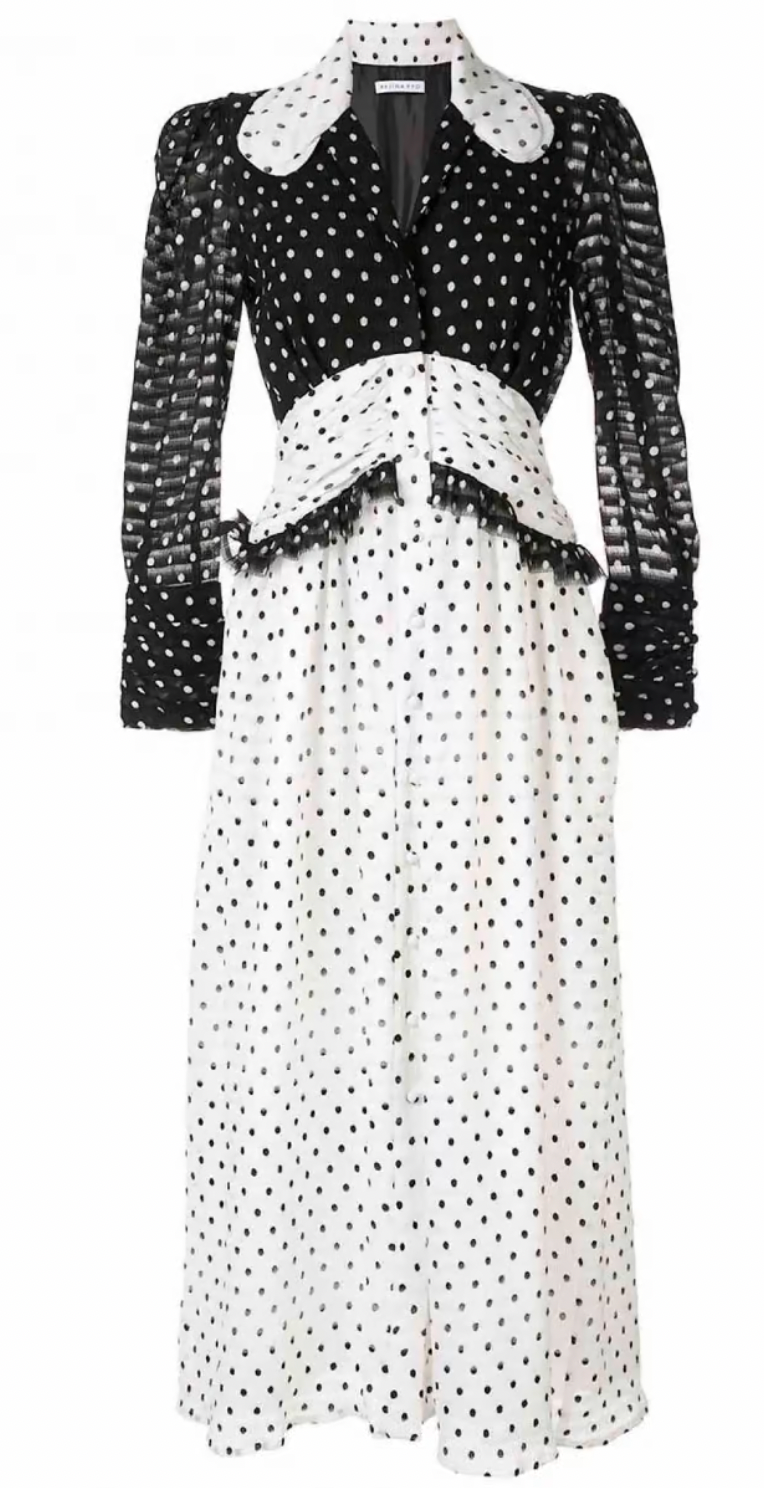 Preowned Rejina Pyo Black  White Yvette Dress Size S polyester