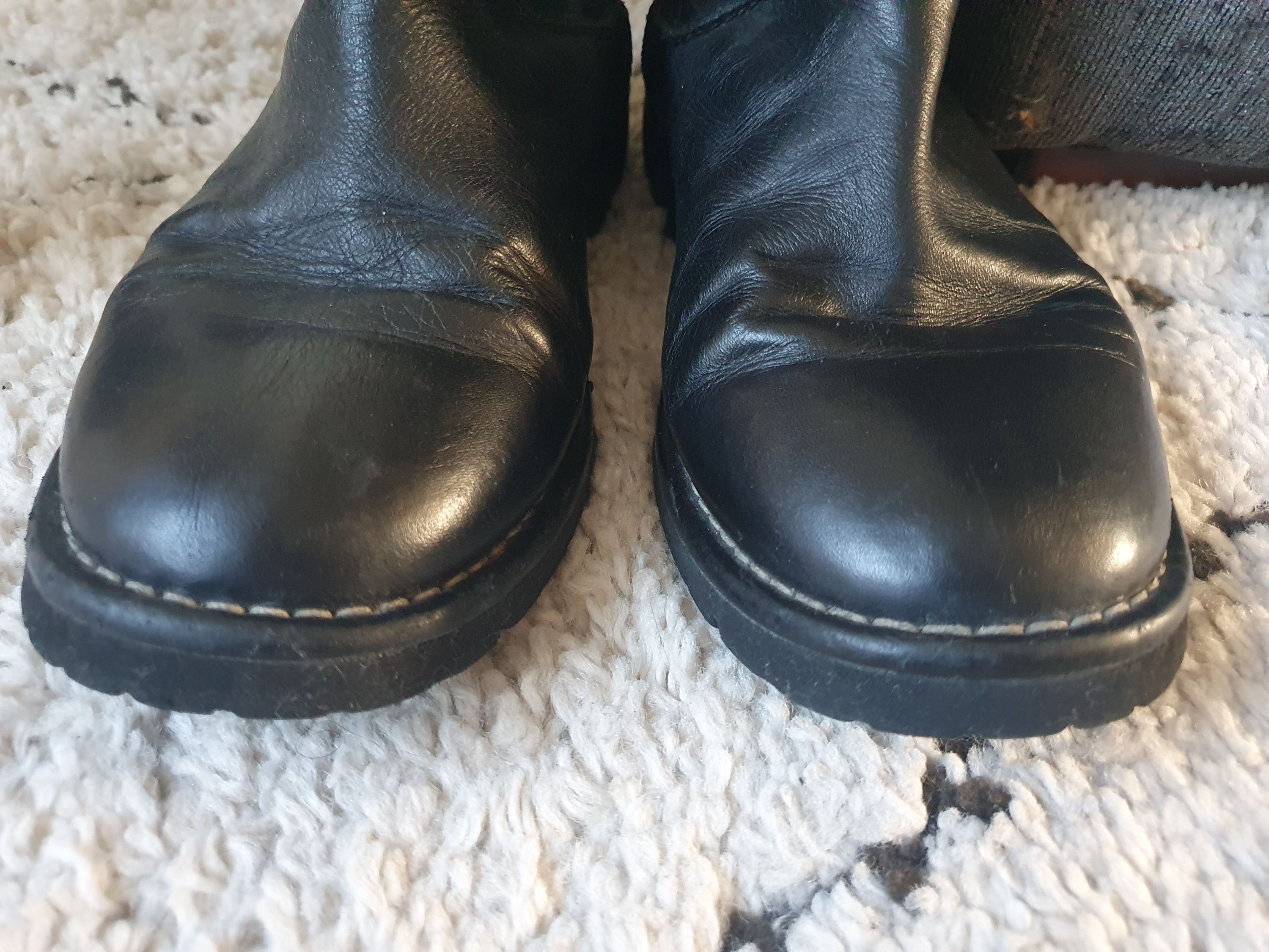 Preowned Chanel Black Leather Biker Boots Size 38