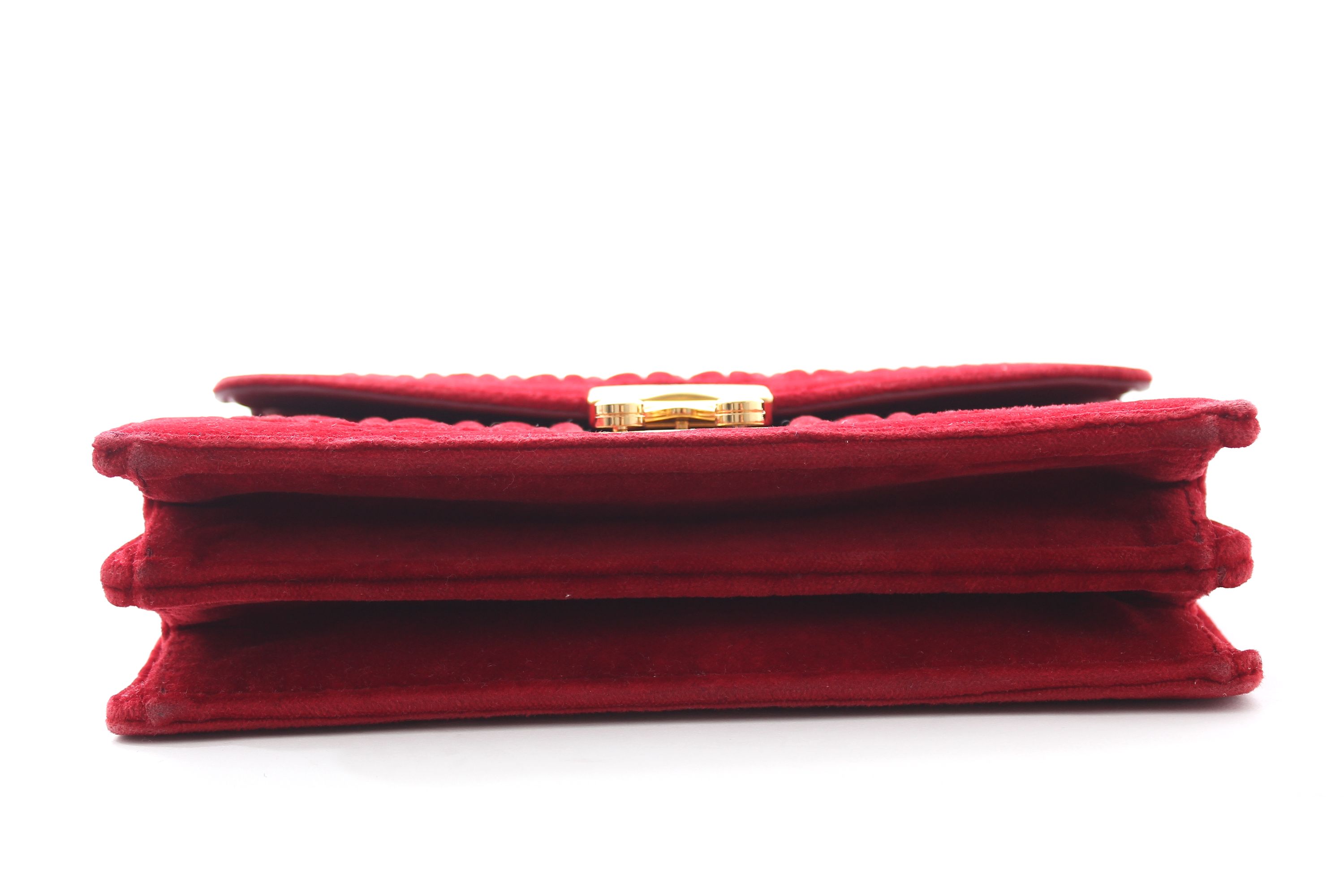 Preowned Miu Miu Confidential matelassé velvet shoulder bag Red fabric/leather