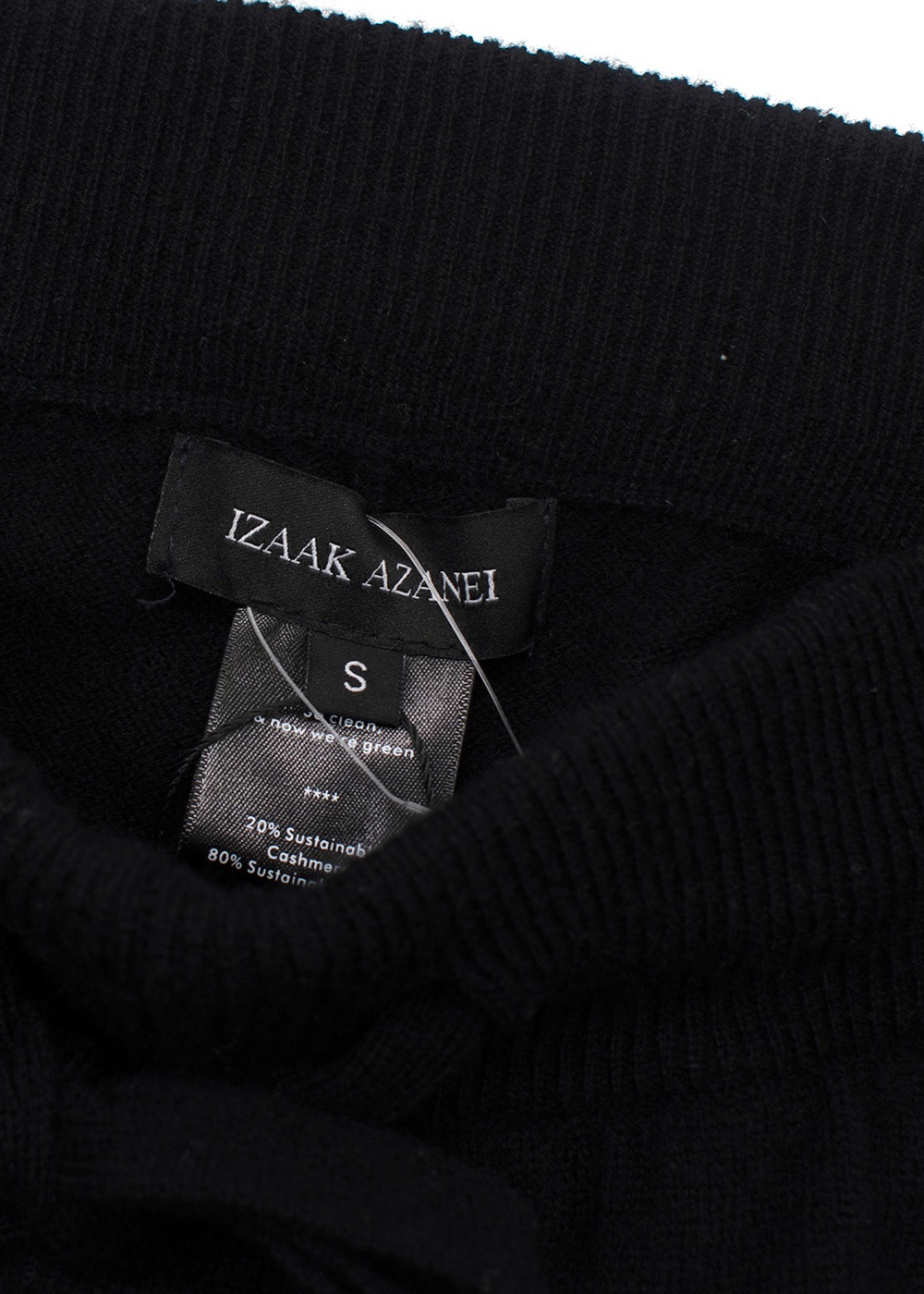 Izaak Azanei Black Merino Wool and Cashmere Blend Joggers Size S sustainable merino/sustainable cashmere