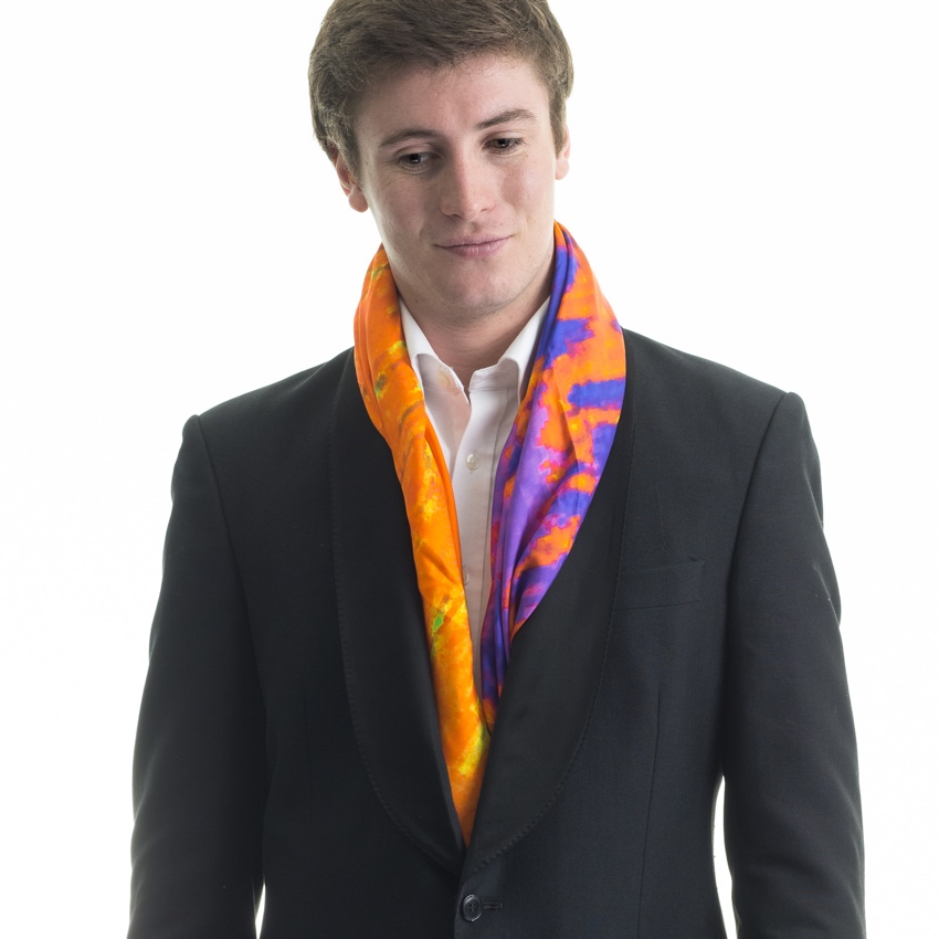 Men's Rosemary Goodenough Planting in Drifts IV Silk Scarf Orange