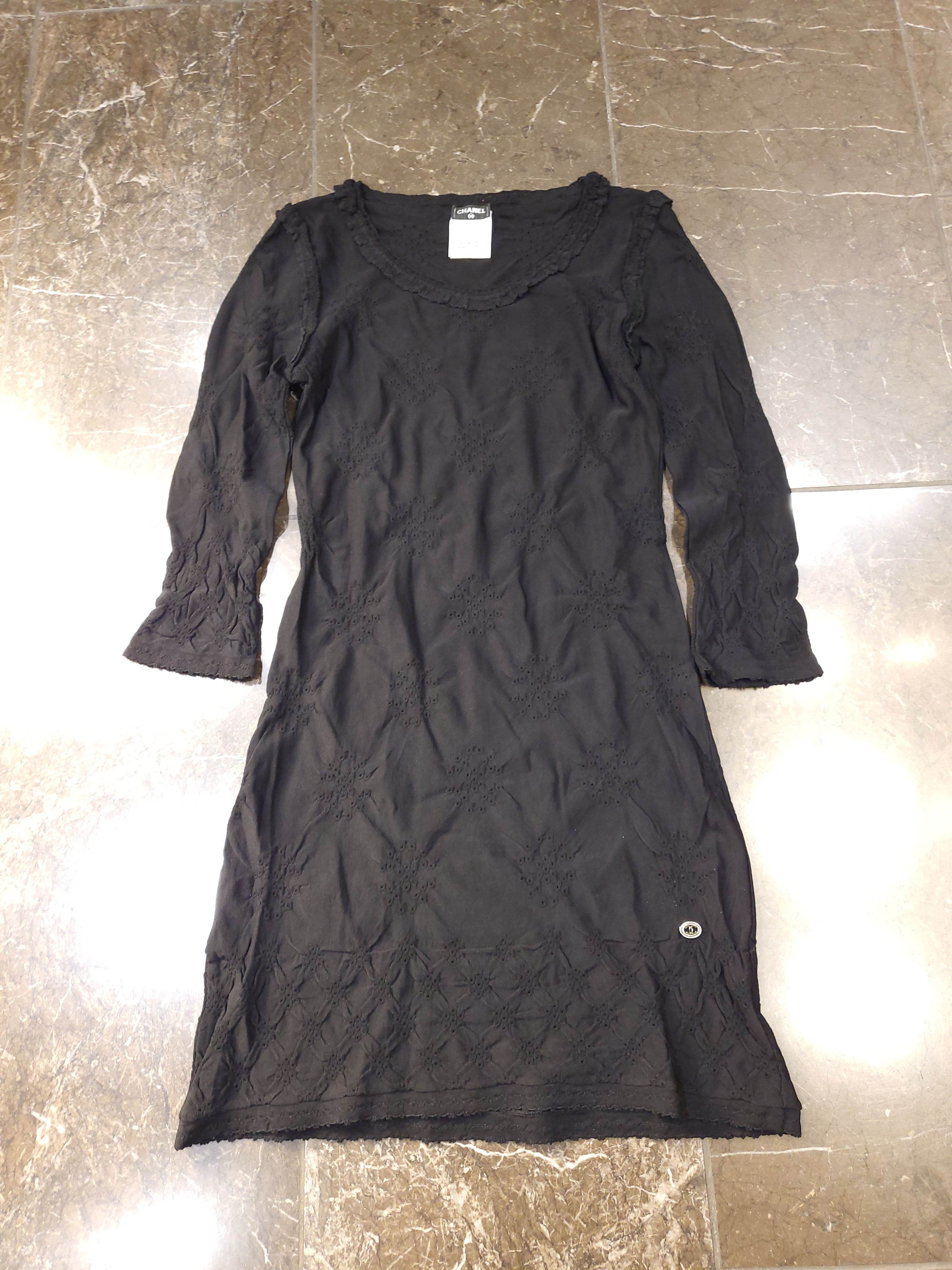 Preowned Chanel Black Knitted Dress Size S viscose