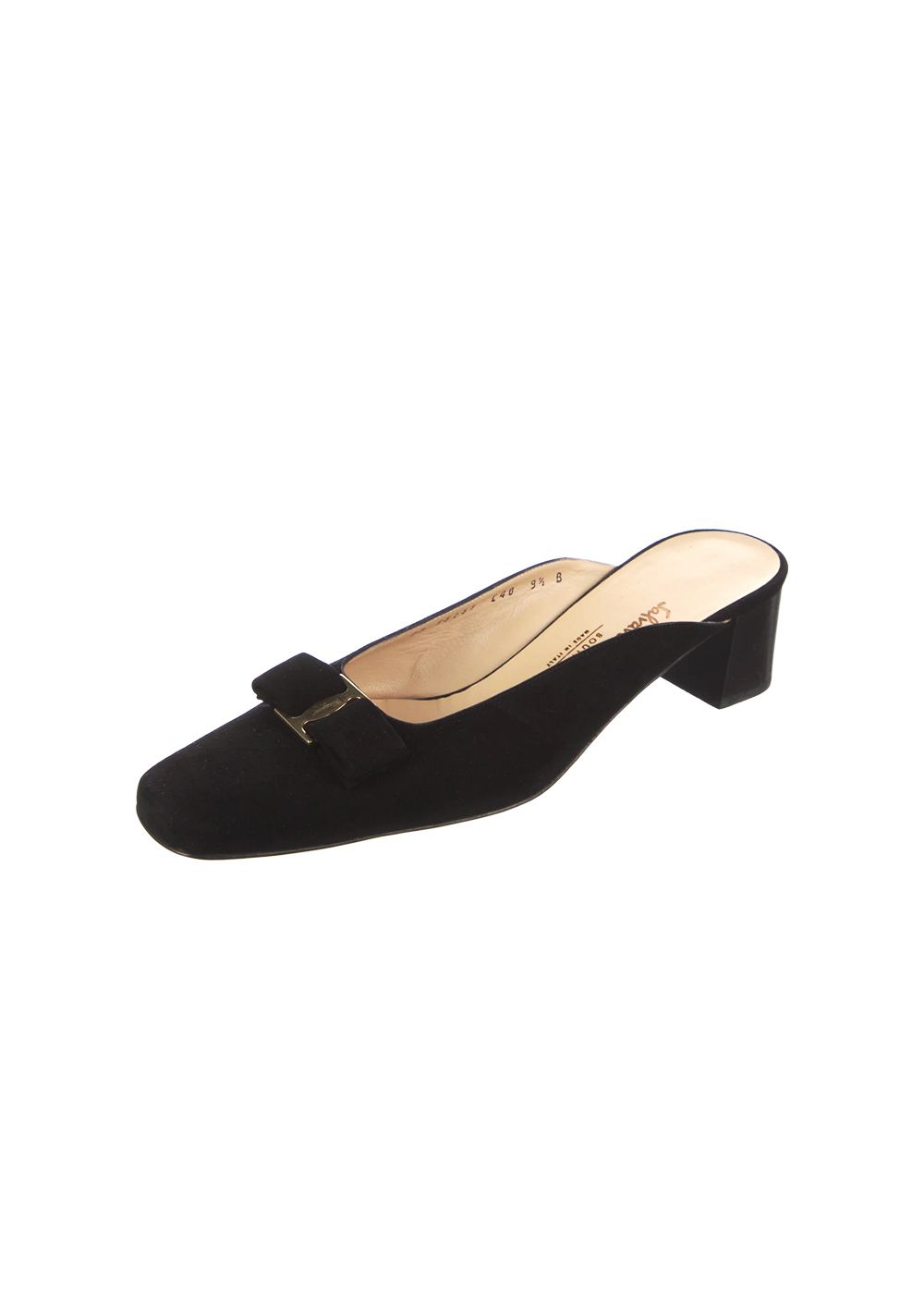 Salvatore Ferragamo Black Suede Vara Mules Size 40