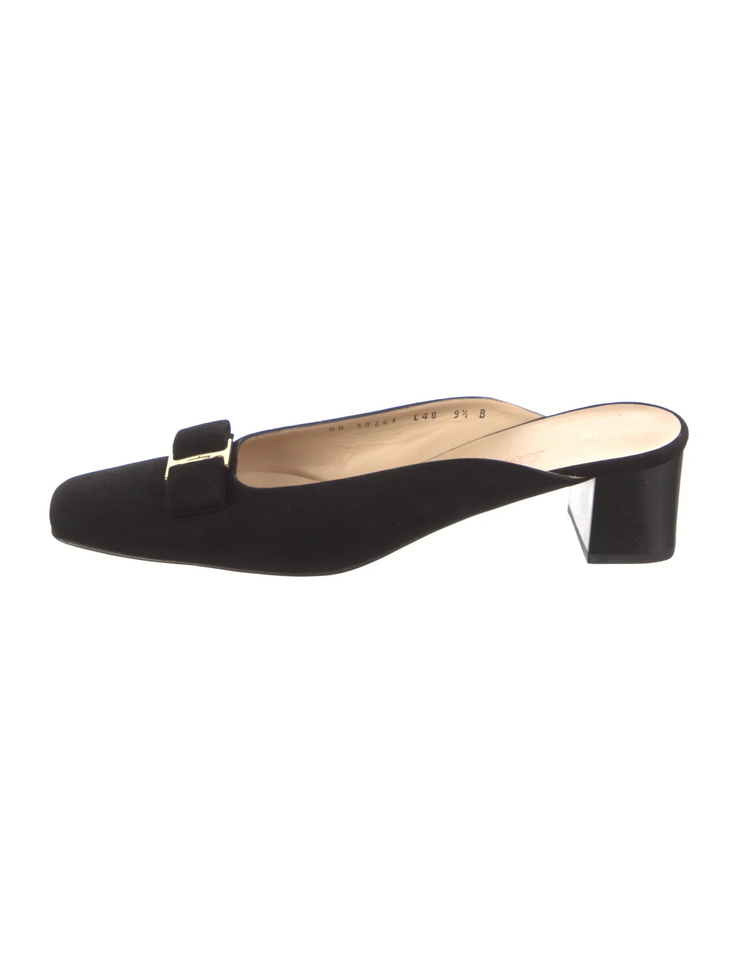 Salvatore Ferragamo Black Suede Vara Mules Size 40