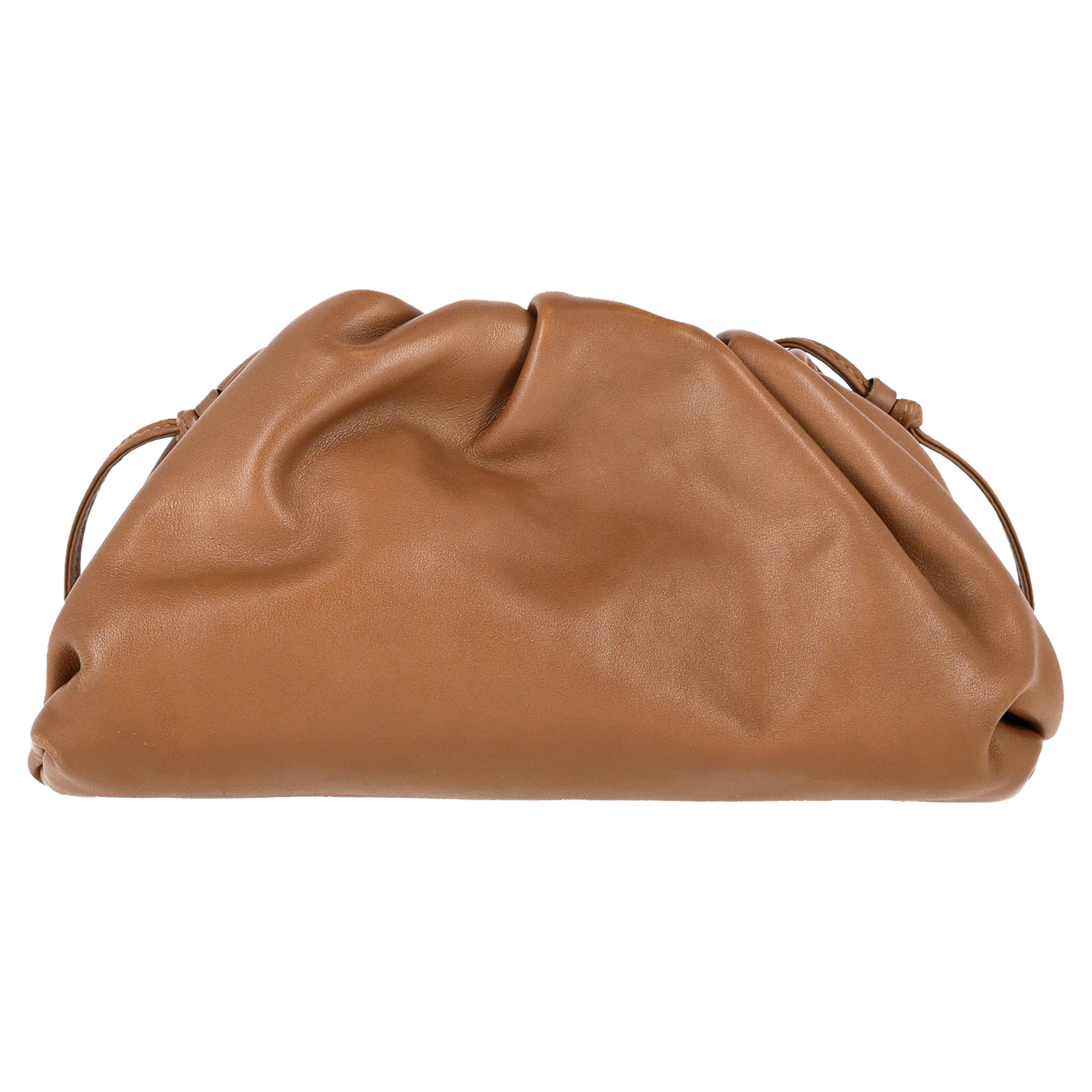 Preowned Bottega Veneta Brown Calfskin Leather Mini Pouch brown | ochre leather/calfskin leather