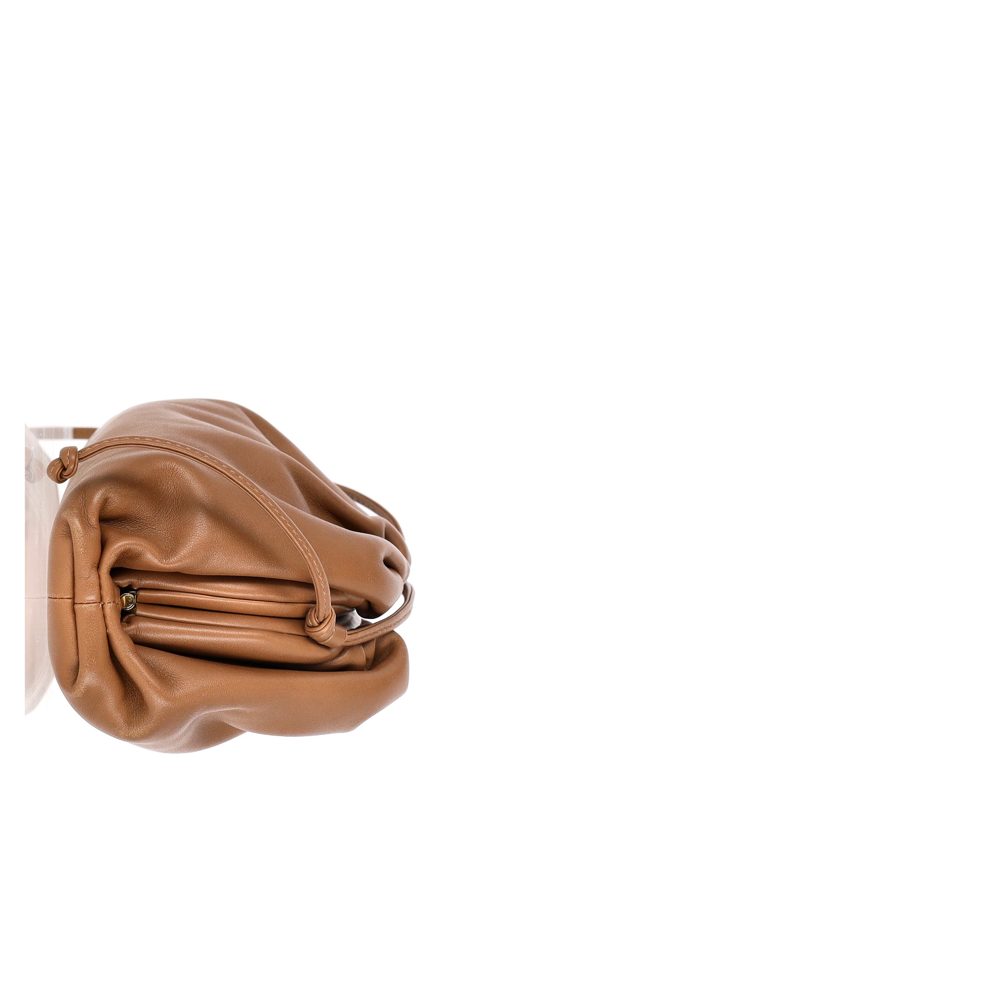 Preowned Bottega Veneta Brown Calfskin Leather Mini Pouch brown | ochre leather/calfskin leather