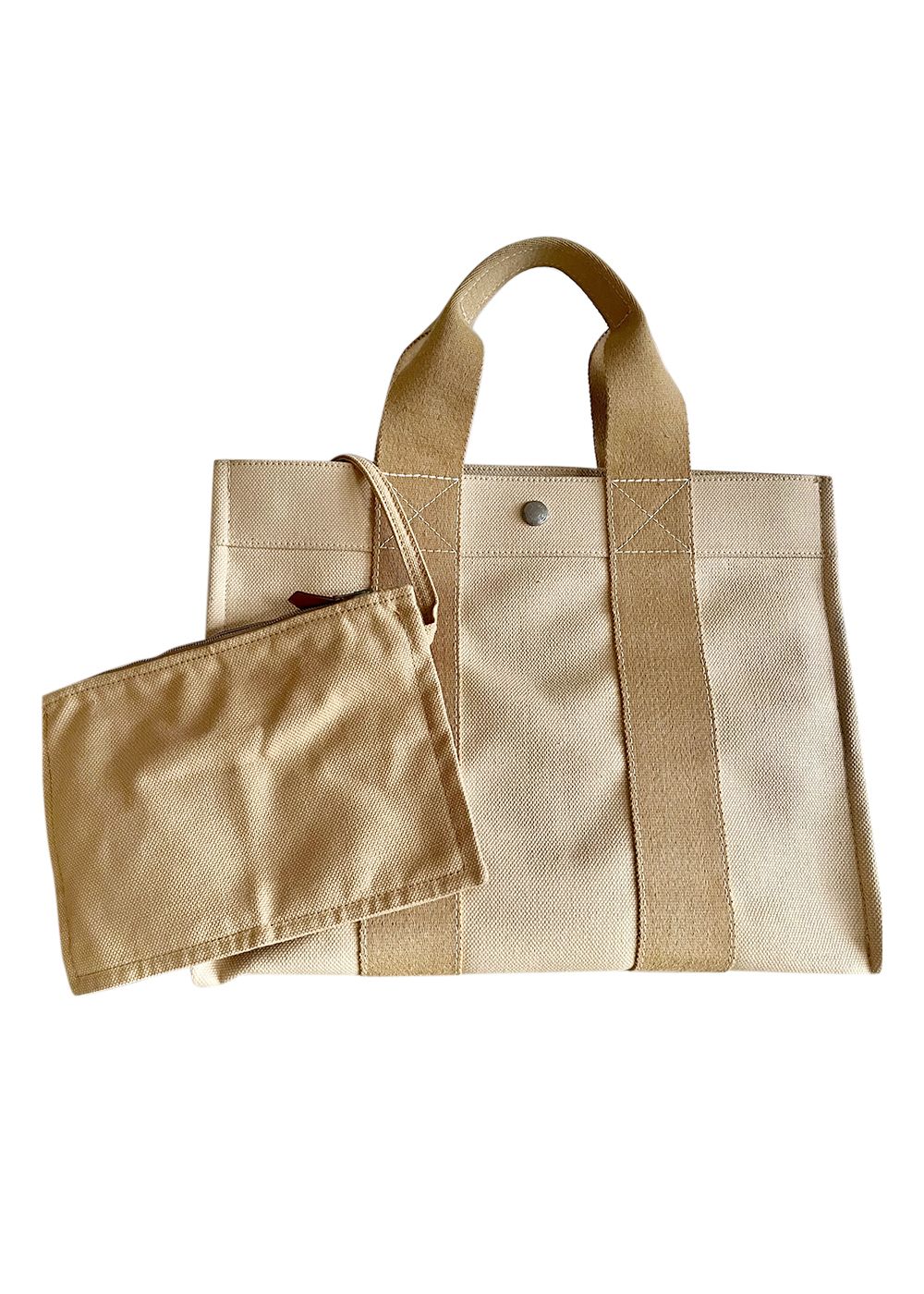 Preowned Hermes Beige Canvas Tote Bag Size S cloth