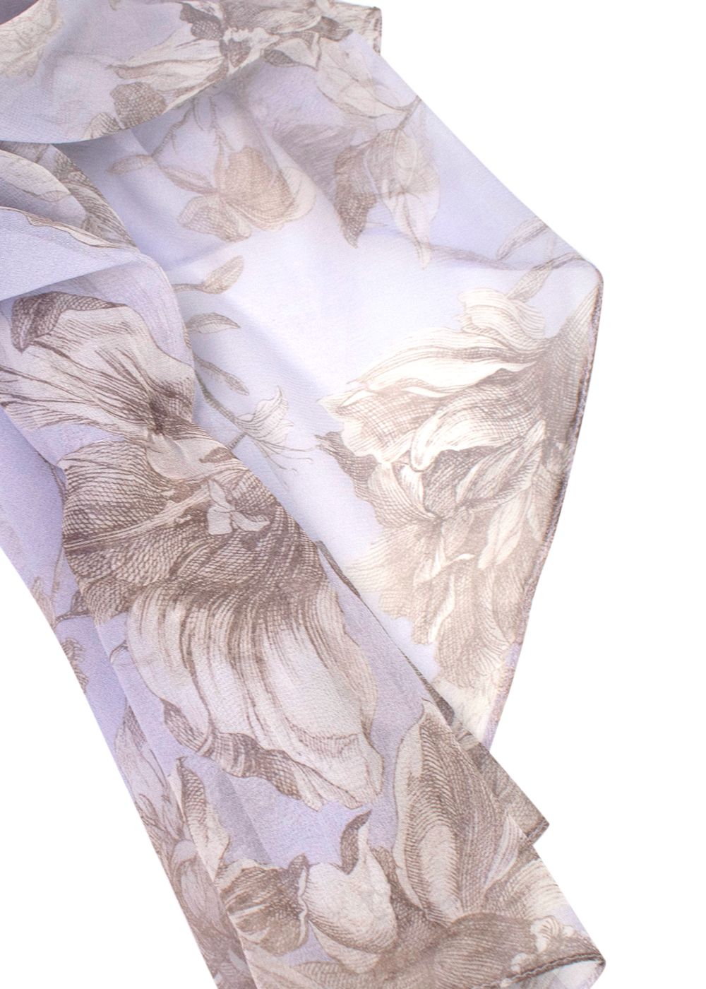 Erdem Lilac Floral Silk Chiara Tie Detail Cape Gown Size L