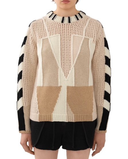 Chloe jacquard cashmere and wool blend graphic knitted jumper Size XS Beige cashmere/wool