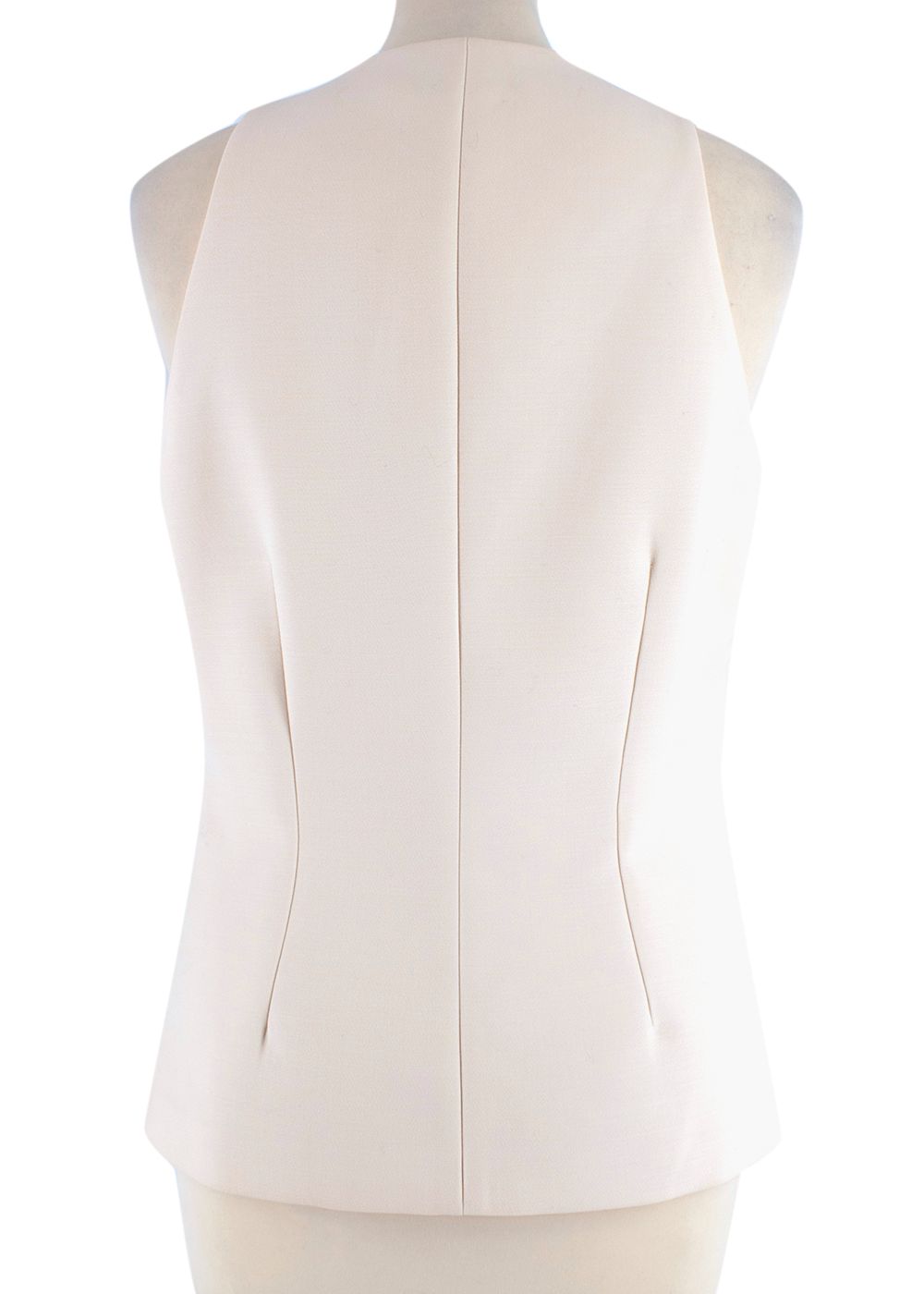 Preowned Dior Deep V-Neck Cream Sleeveless Top Size S wool