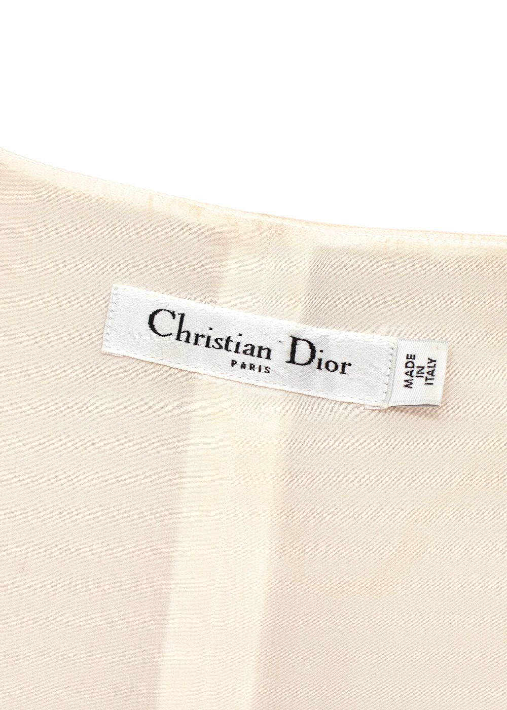 Preowned Dior Deep V-Neck Cream Sleeveless Top Size S wool