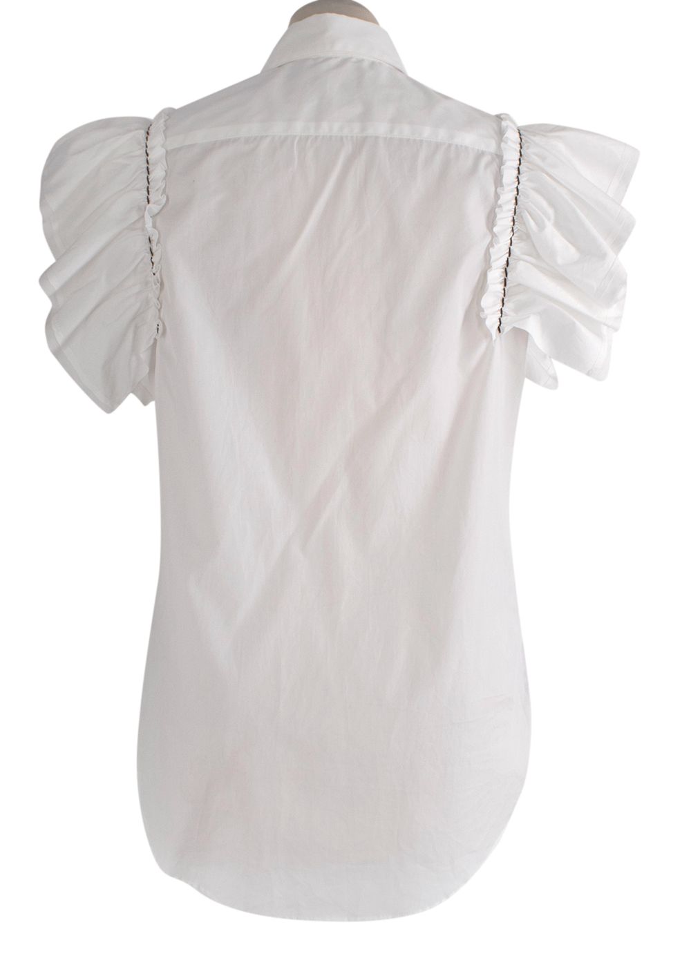 Miu Miu Frilled White Blouse Size XXS cotton