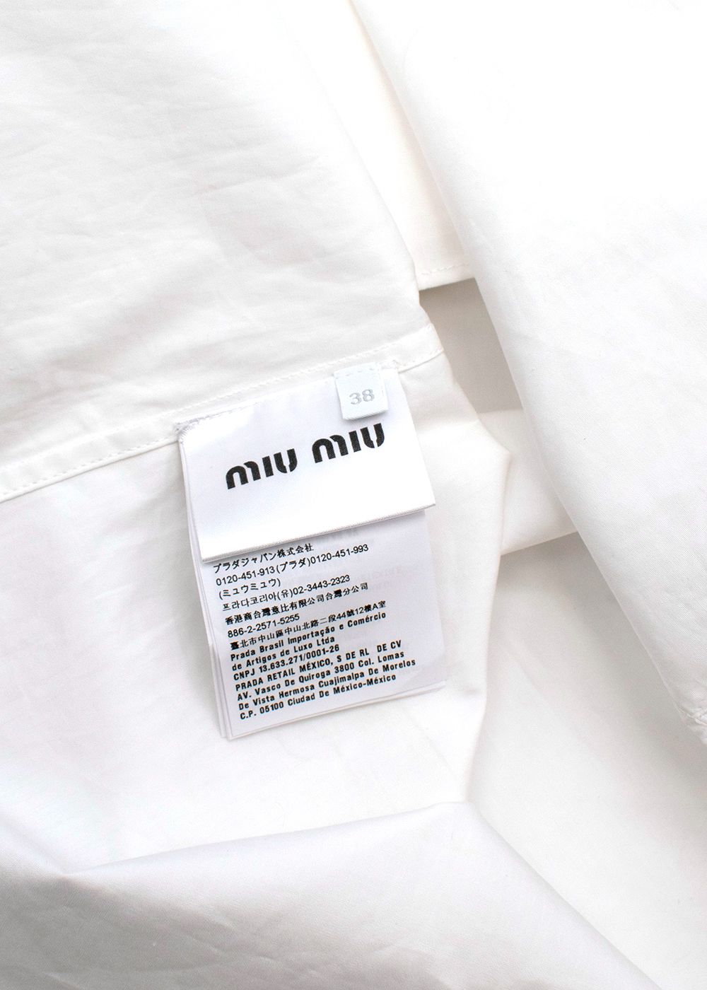 Miu Miu Frilled White Blouse Size XXS cotton