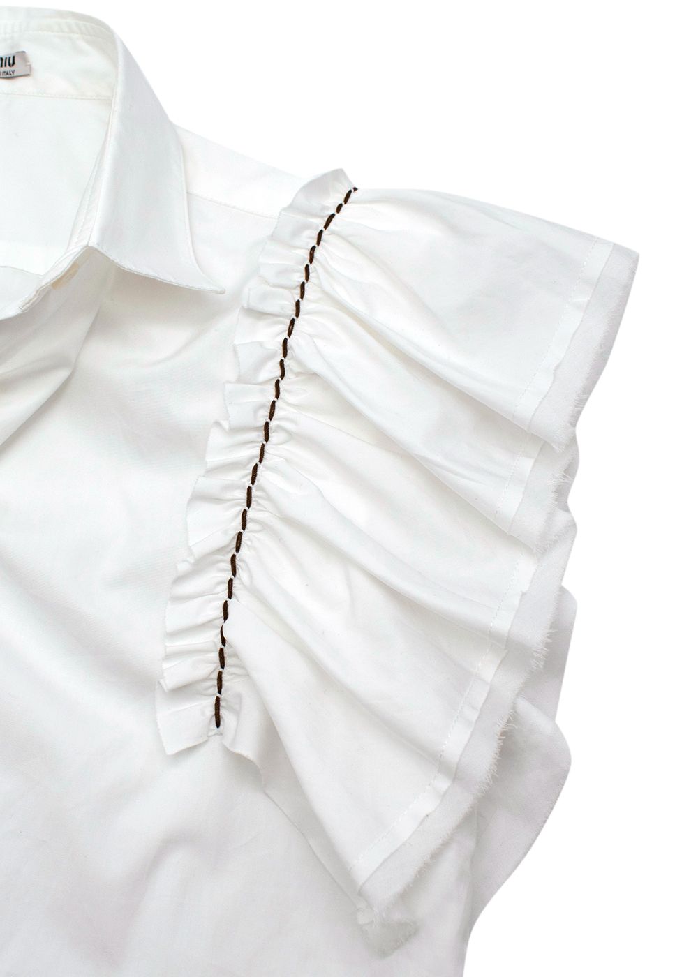 Miu Miu Frilled White Blouse Size XXS cotton