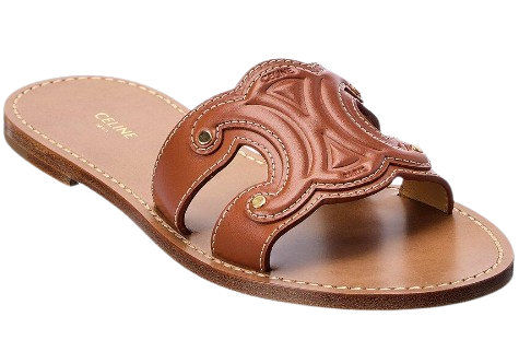 Preowned Celine Brown Triomphe Sandals Size 39 Tan leather