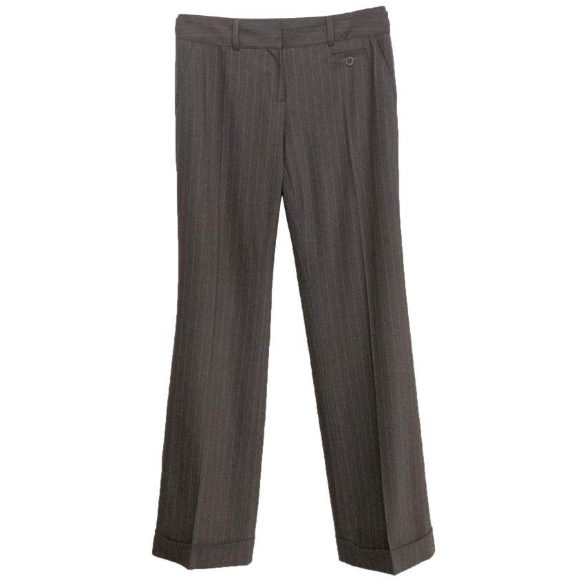 Preowned Joseph Brown Pinstripe Suit Trousers Size XXS Tan/Brown laine/elasthanne