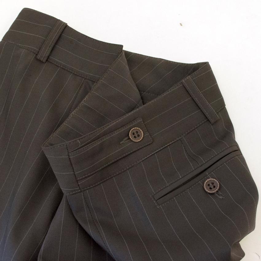 Preowned Joseph Brown Pinstripe Suit Trousers Size XXS Tan/Brown laine/elasthanne