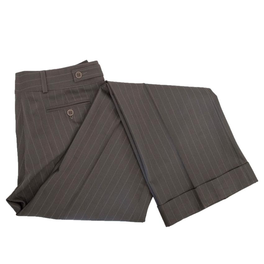 Preowned Joseph Brown Pinstripe Suit Trousers Size XXS Tan/Brown laine/elasthanne