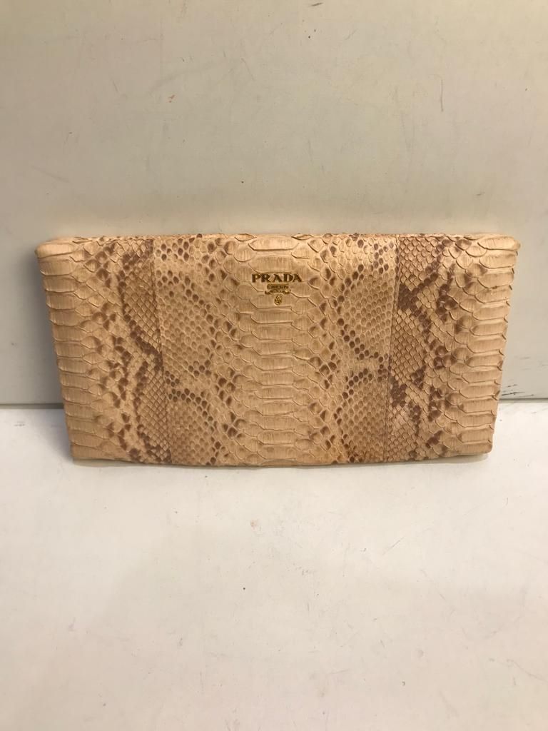 Prada Beige Python Clutch