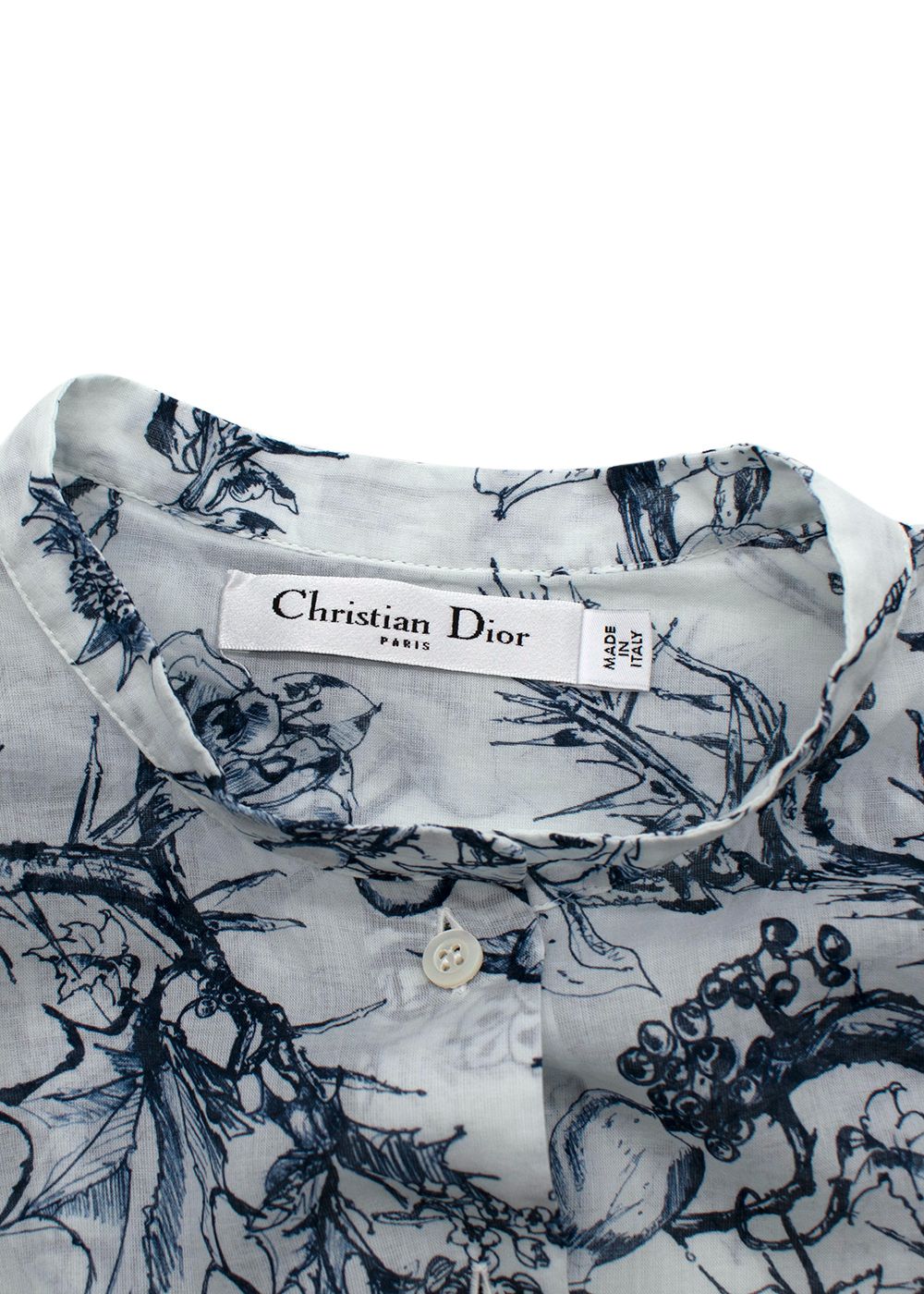 Christian Dior Navy And White Printed Tunic Top Size XS Blue / white cotton