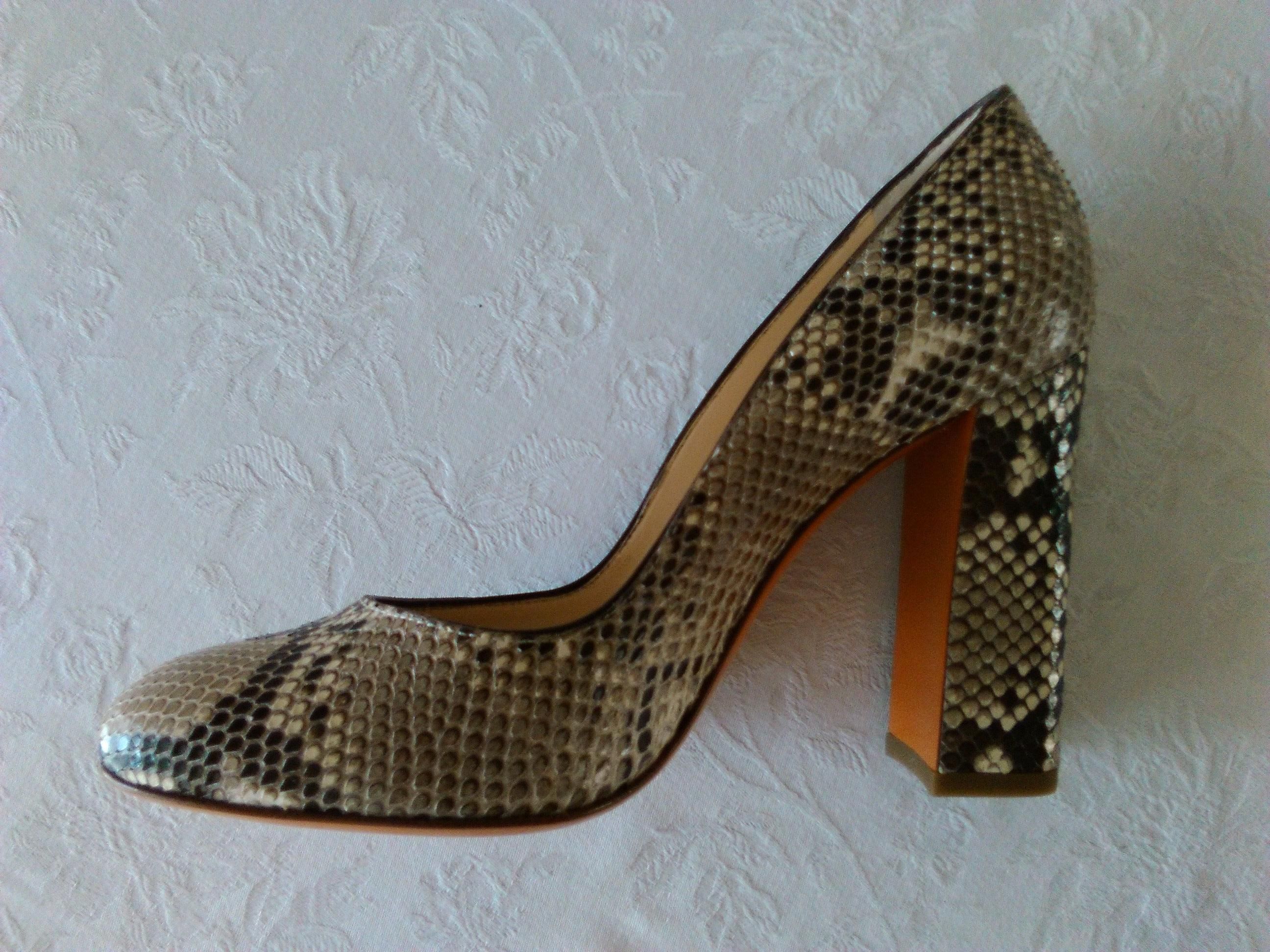 Santoni Rose Women  Collection Python Pumps Size 375 Grey leather