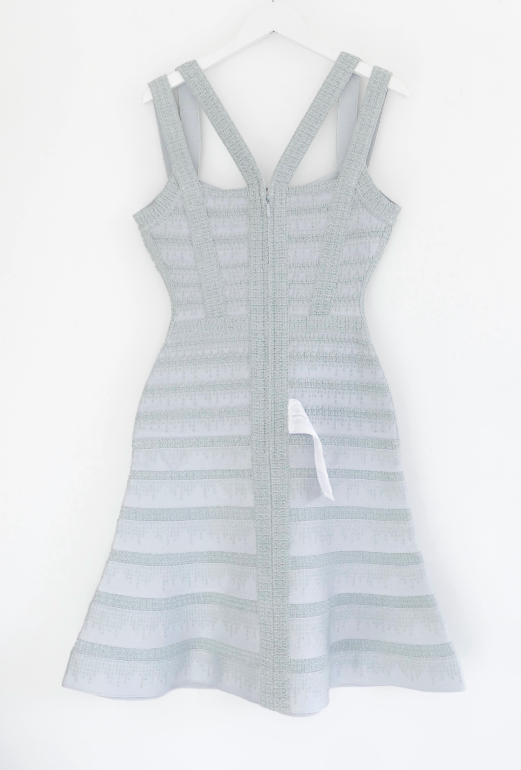 Herve Leger Baby Blue Carole Bandage Mini Dress Size S synthetic