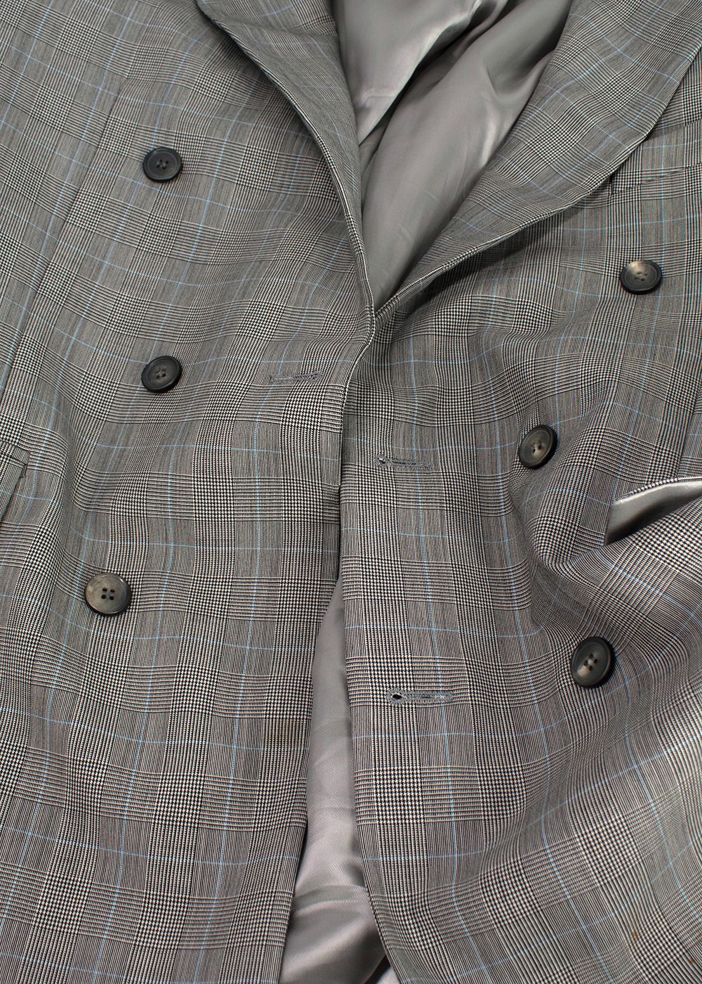 WardrobeNYC Grey Plaid Double Breasted Classic Blazer Size M wool