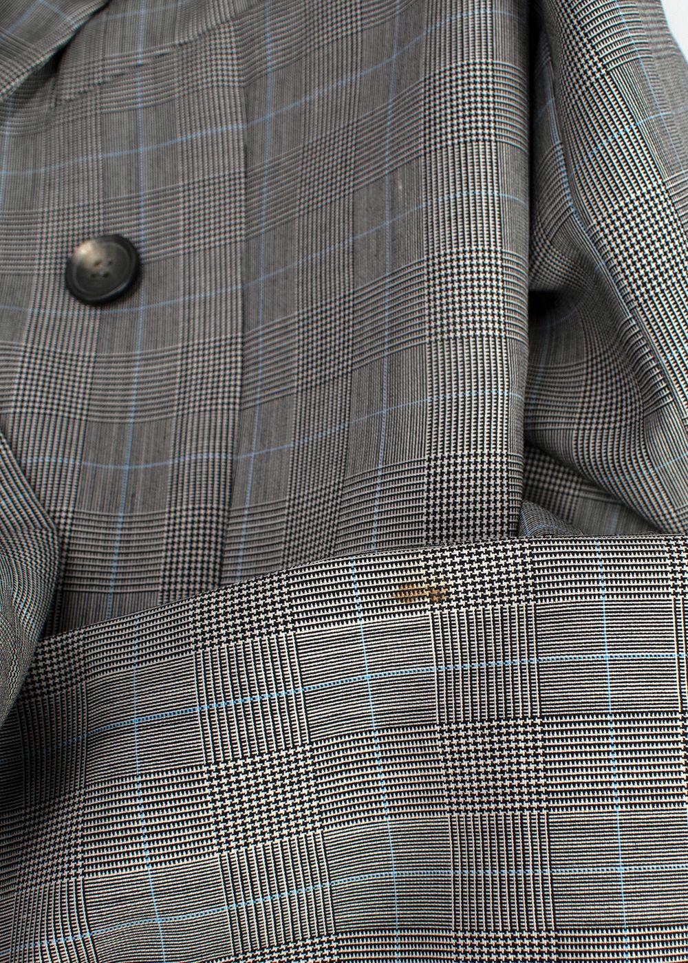 WardrobeNYC Grey Plaid Double Breasted Classic Blazer Size M wool