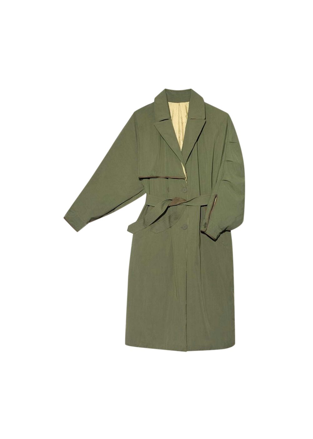 Preowned Marfa Stance Khaki Reversible Trench Coat Size 38/91 Green polyester