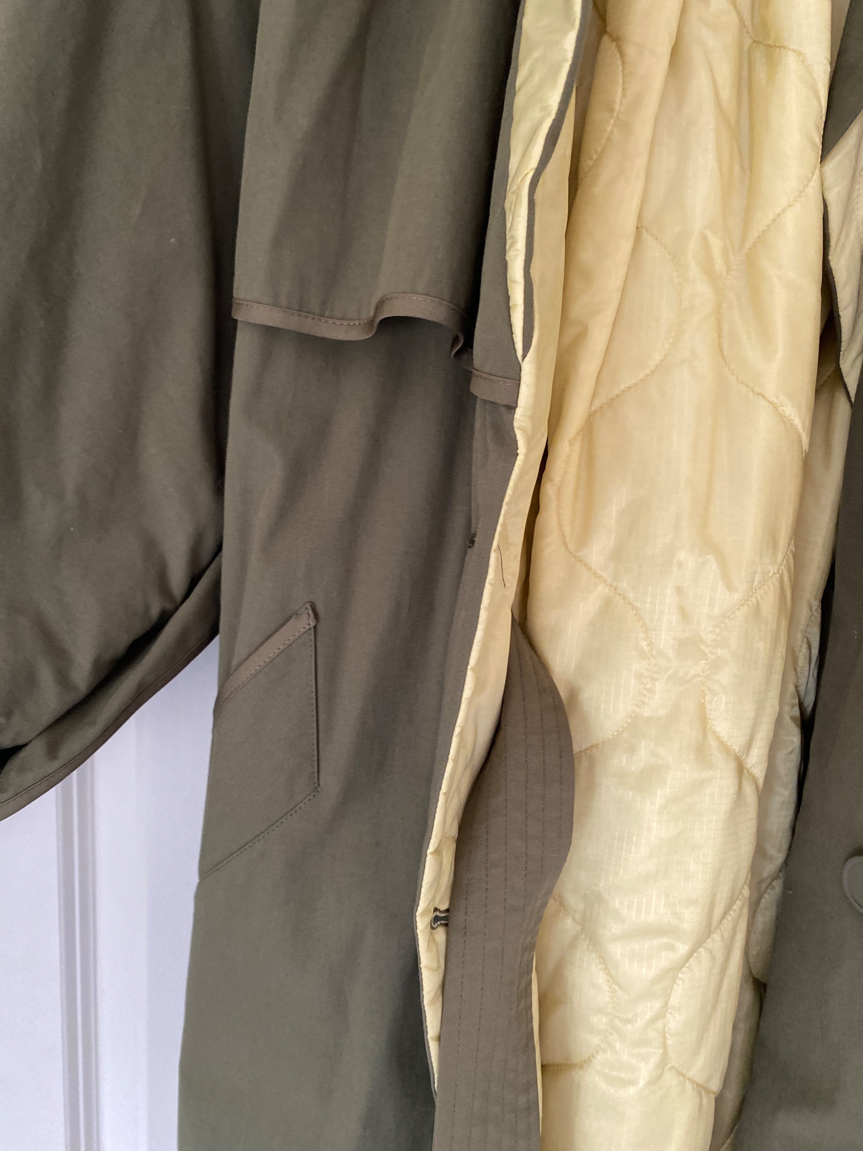 Preowned Marfa Stance Khaki Reversible Trench Coat Size 38/91 Green polyester