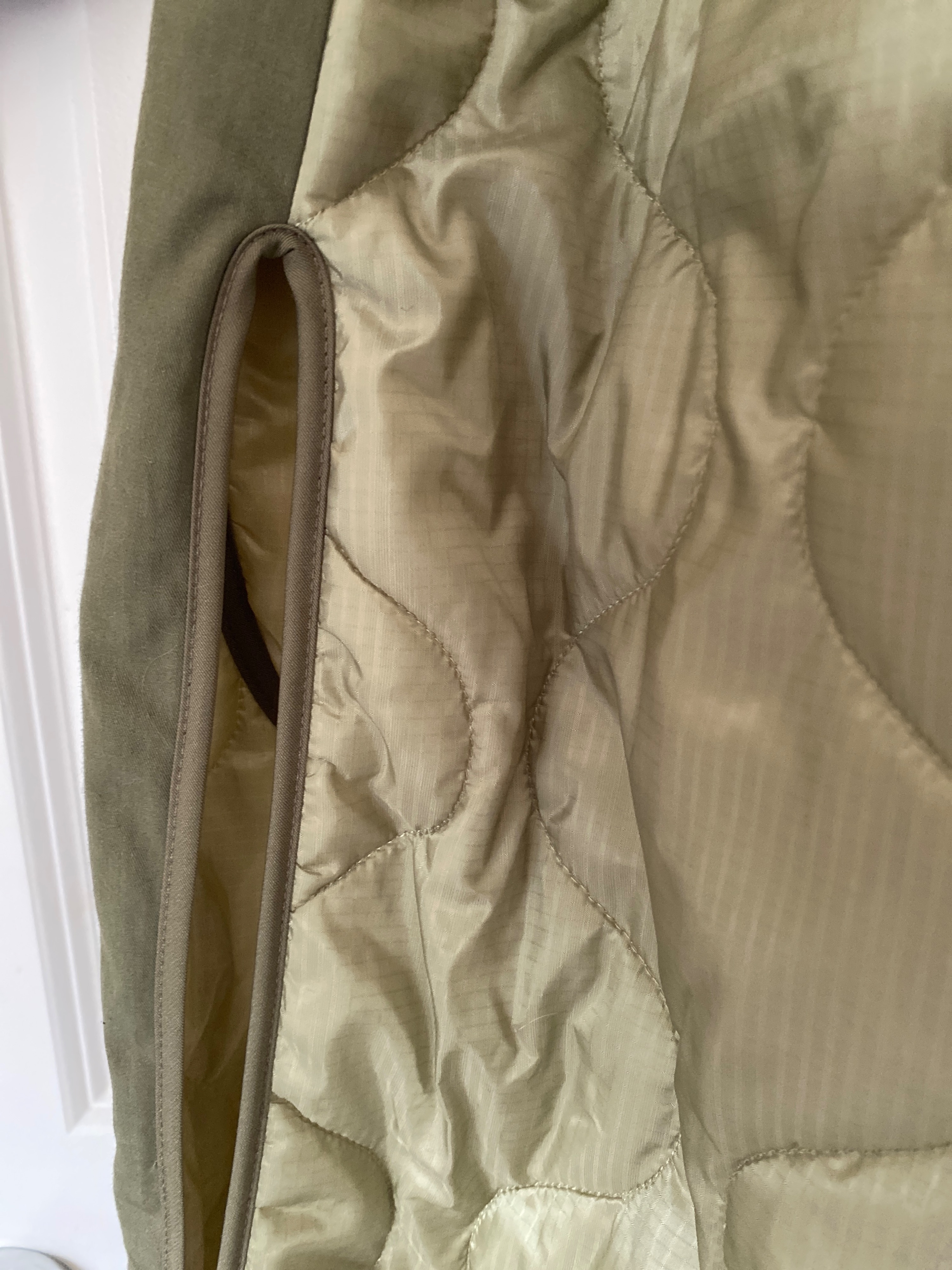 Preowned Marfa Stance Khaki Reversible Trench Coat Size 38/91 Green polyester