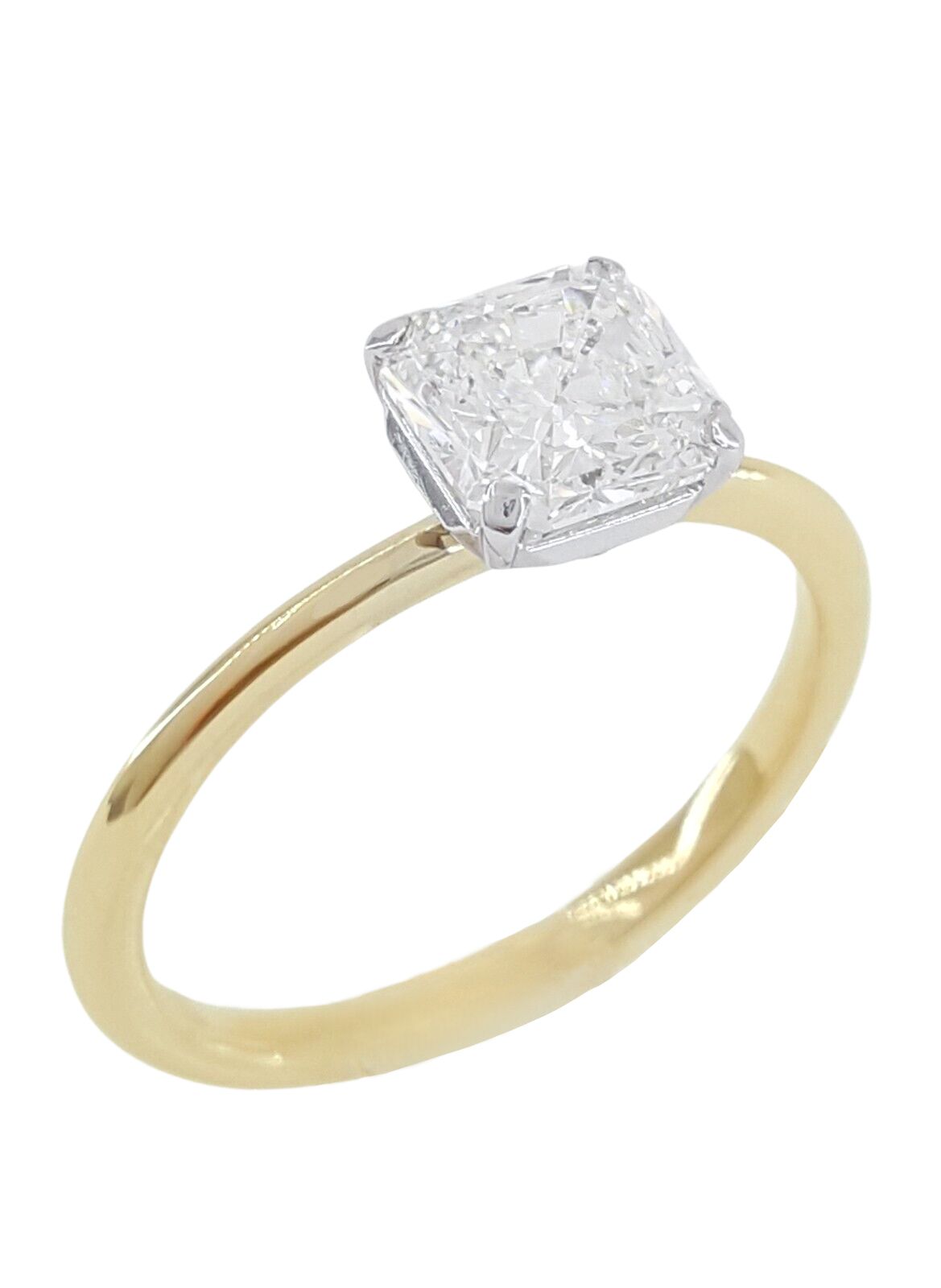 Verde 1ct IGI Certified Lab-grown Radiant Cut Solitaire Diamond Ring Silver k yellow gold/lab-grown diamond