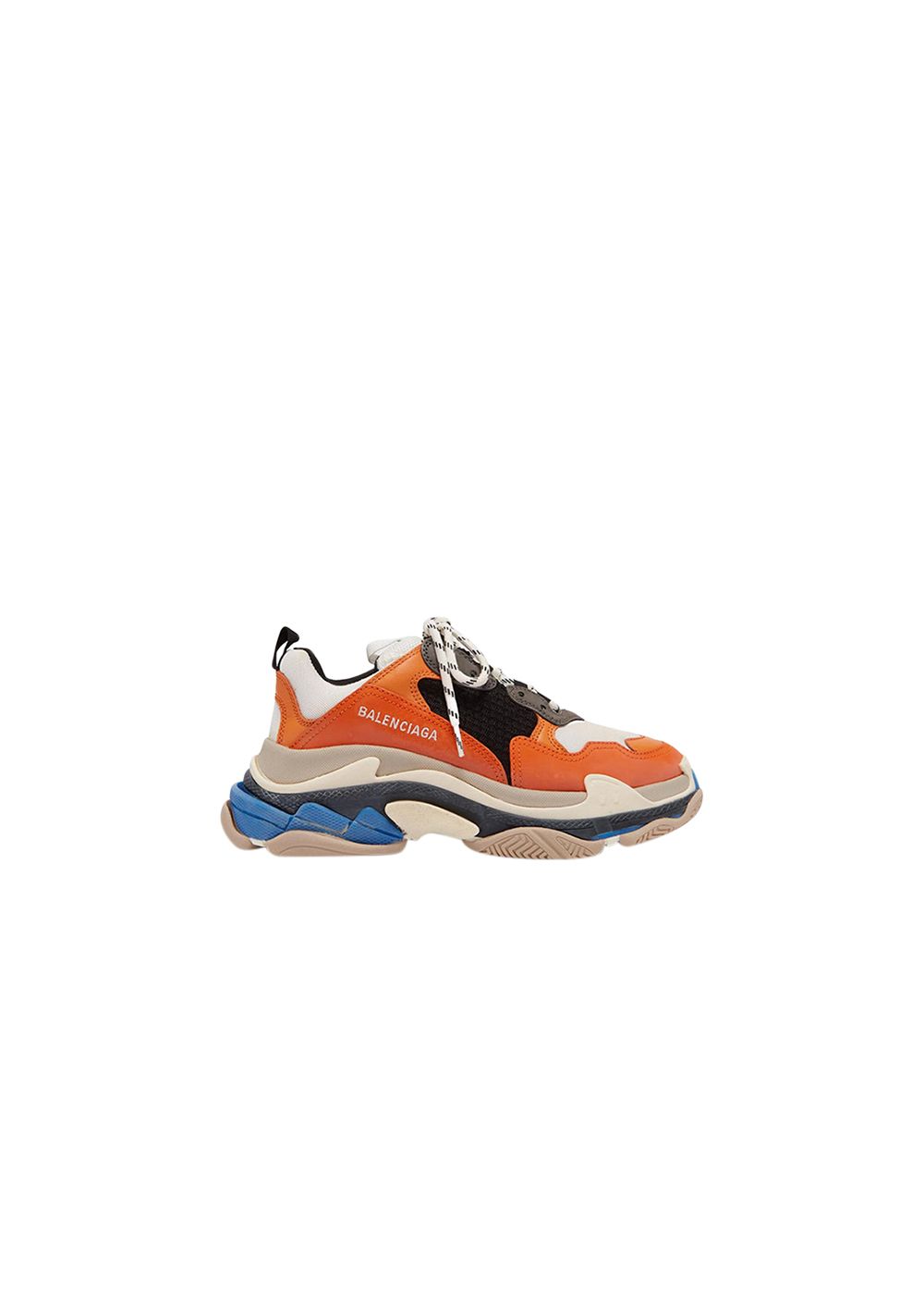 Preowned Balenciaga Orange  Blue Triple S Sneakers Size 38 leather