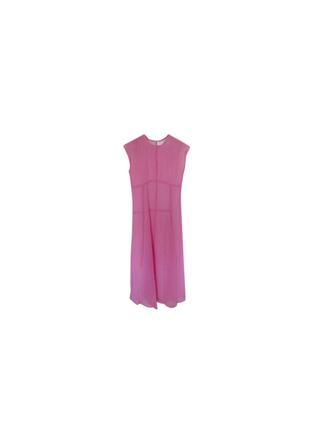 Preowned Victoria Beckham Pink Cap-Sleeve Midi Dress Size S silk