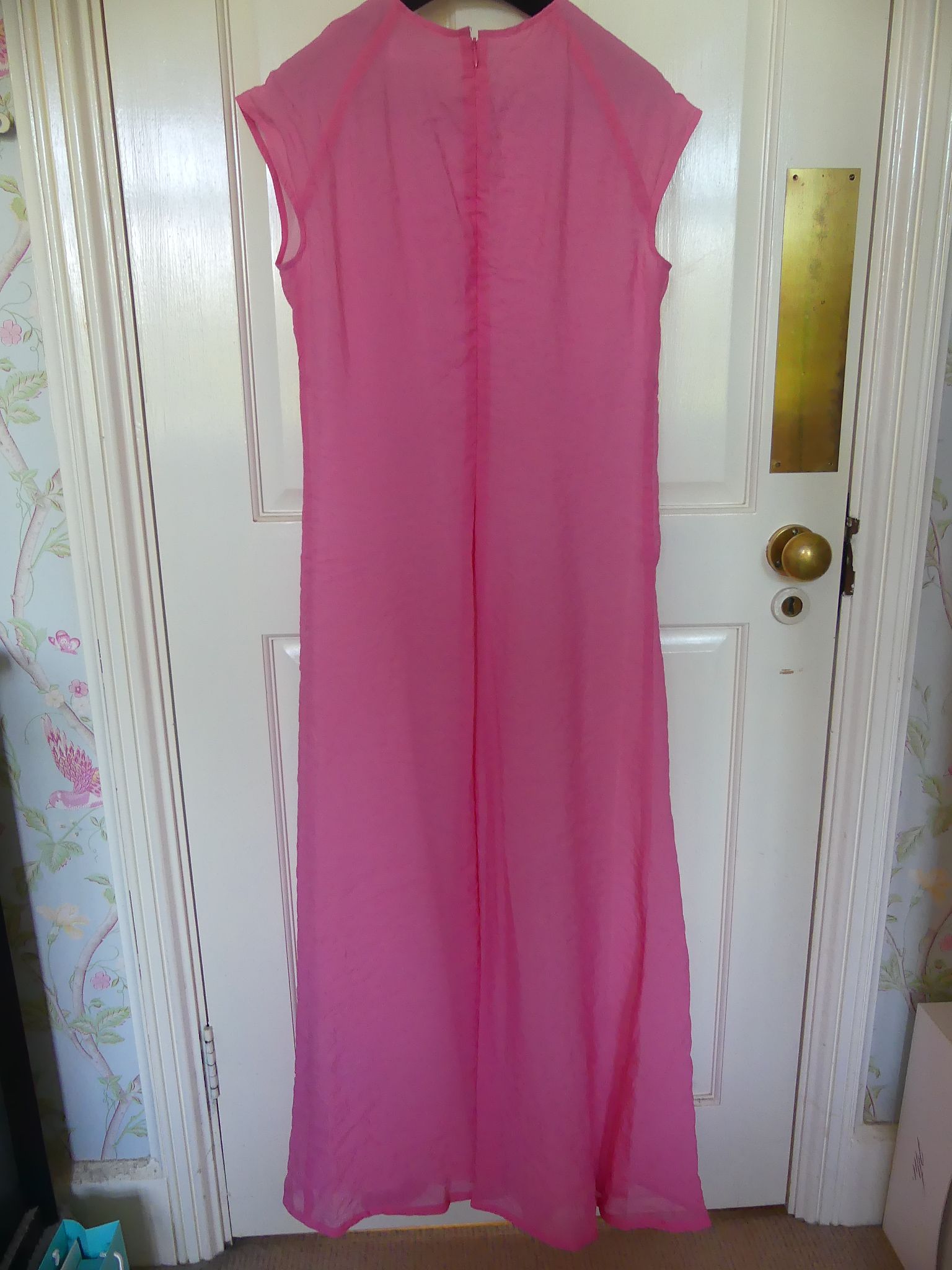 Preowned Victoria Beckham Pink Cap-Sleeve Midi Dress Size S silk