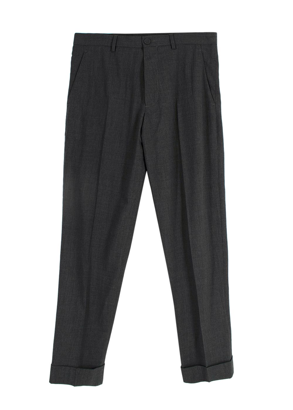 Men's Dior Homme Dark Grey Wool Straight Leg Trousers Size XS