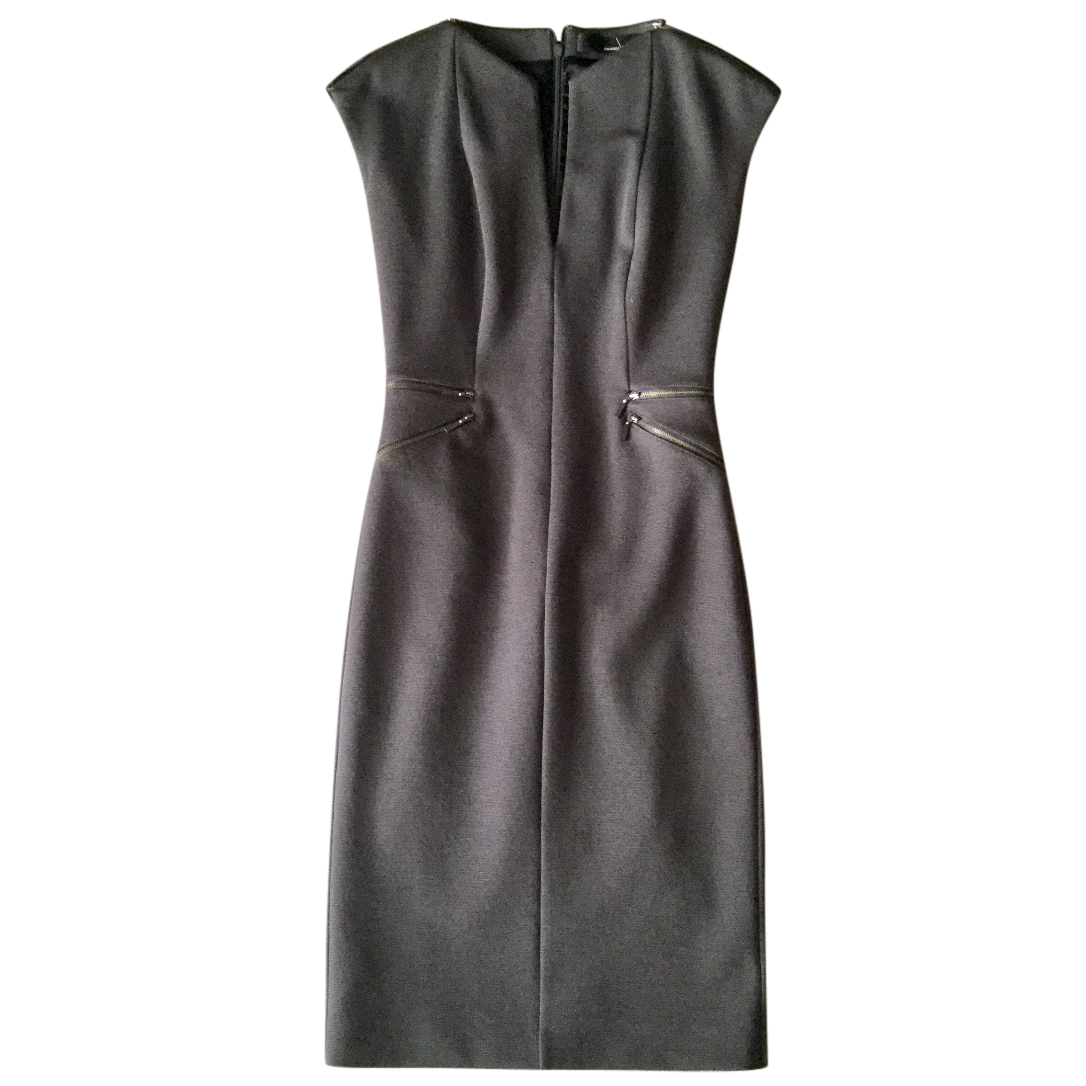 Preowned Amanda Wakeley Grey Wool-Mix Form-Fitting Dress Size S wool