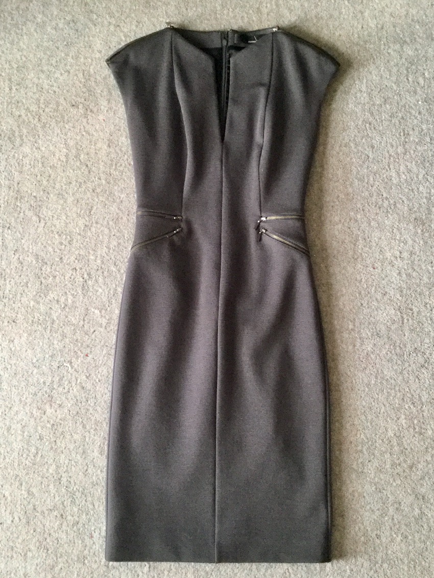 Preowned Amanda Wakeley Grey Wool-Mix Form-Fitting Dress Size S wool