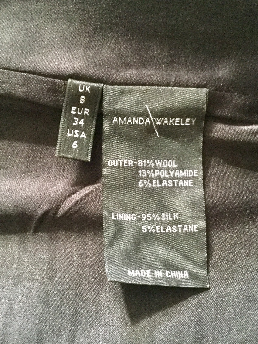 Preowned Amanda Wakeley Grey Wool-Mix Form-Fitting Dress Size S wool