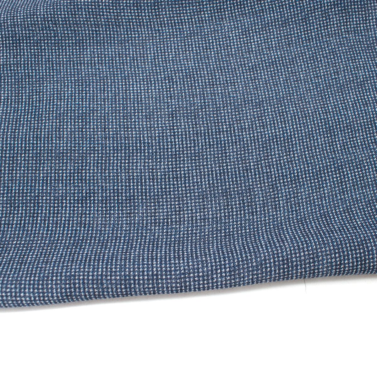 Men's Anderson Sheppard Blue and White Wool and Silk Pocket Square