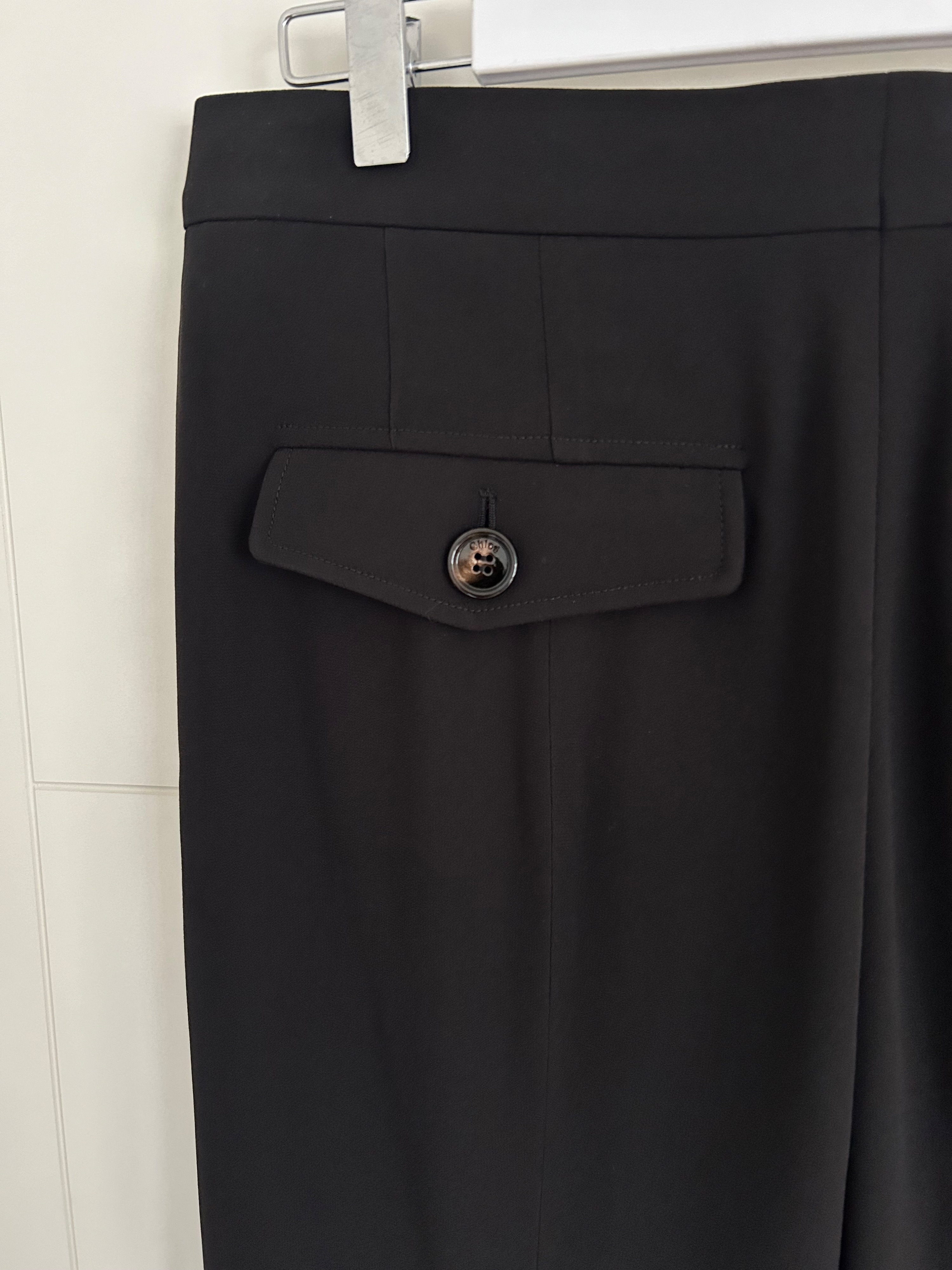 Chloe Black Mid Rise Trousers Size M acetate/silk