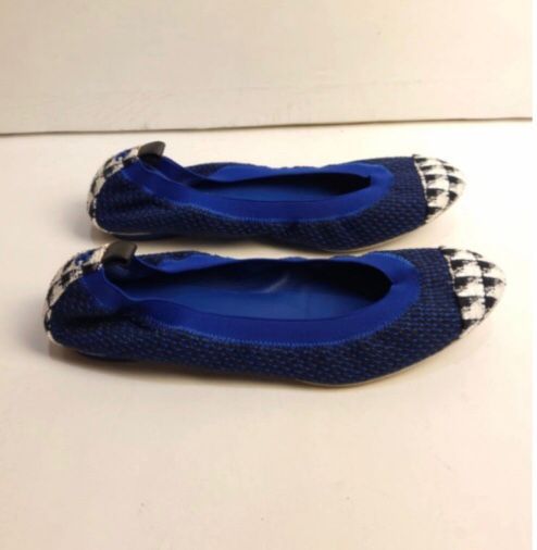 Preowned Chanel Tweed Ballerina Flats Size 41 Navy cloth