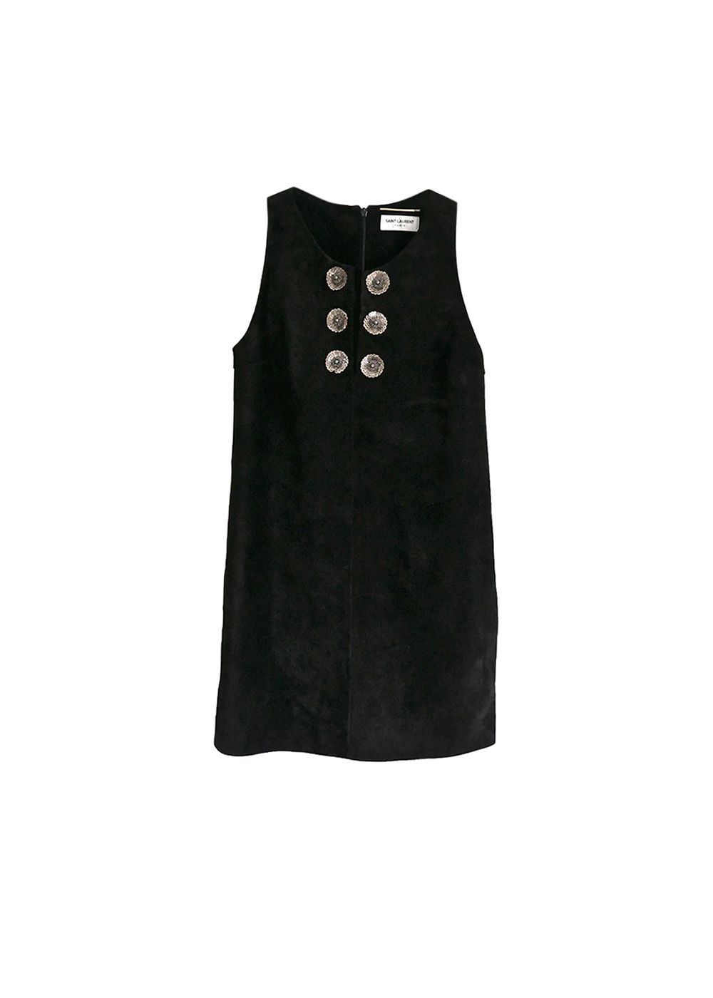 Saint Laurent Black Embellished Suede Dress Size S