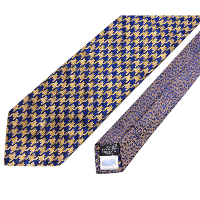 Men's Preowned Roberto Cavalli Houndstooth Leopard Print Tie Purple silk