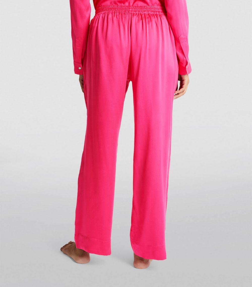 Asceno Pink Silk London Pyjama Bottoms Size M