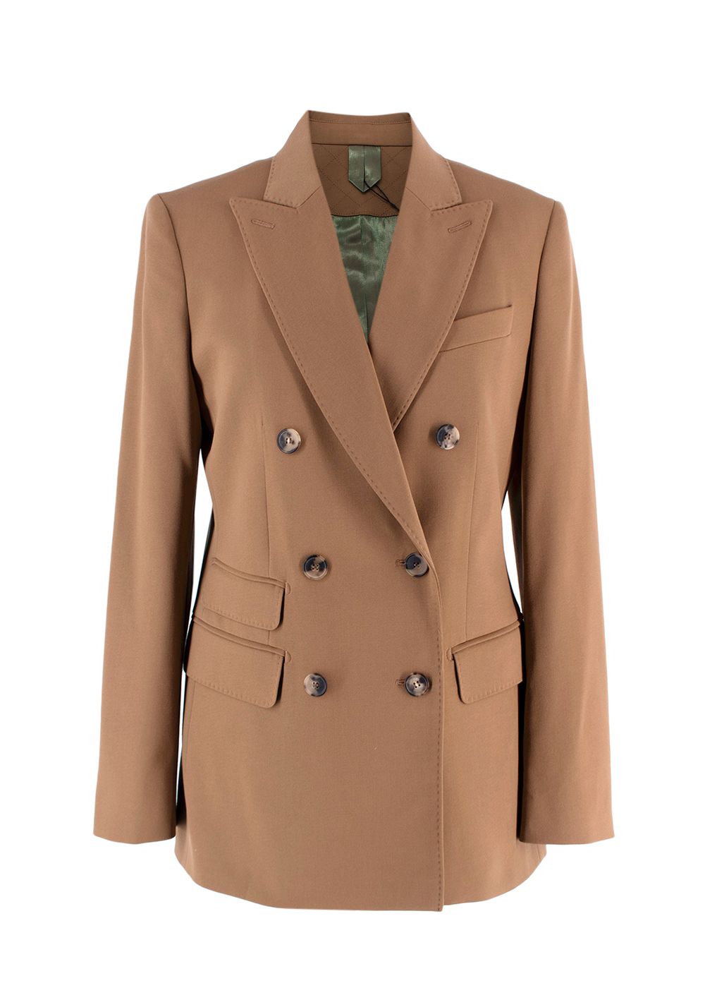 Preowned MaxMara Camel Virgin Wool Double Breasted Blazer Size XS wool/elastane